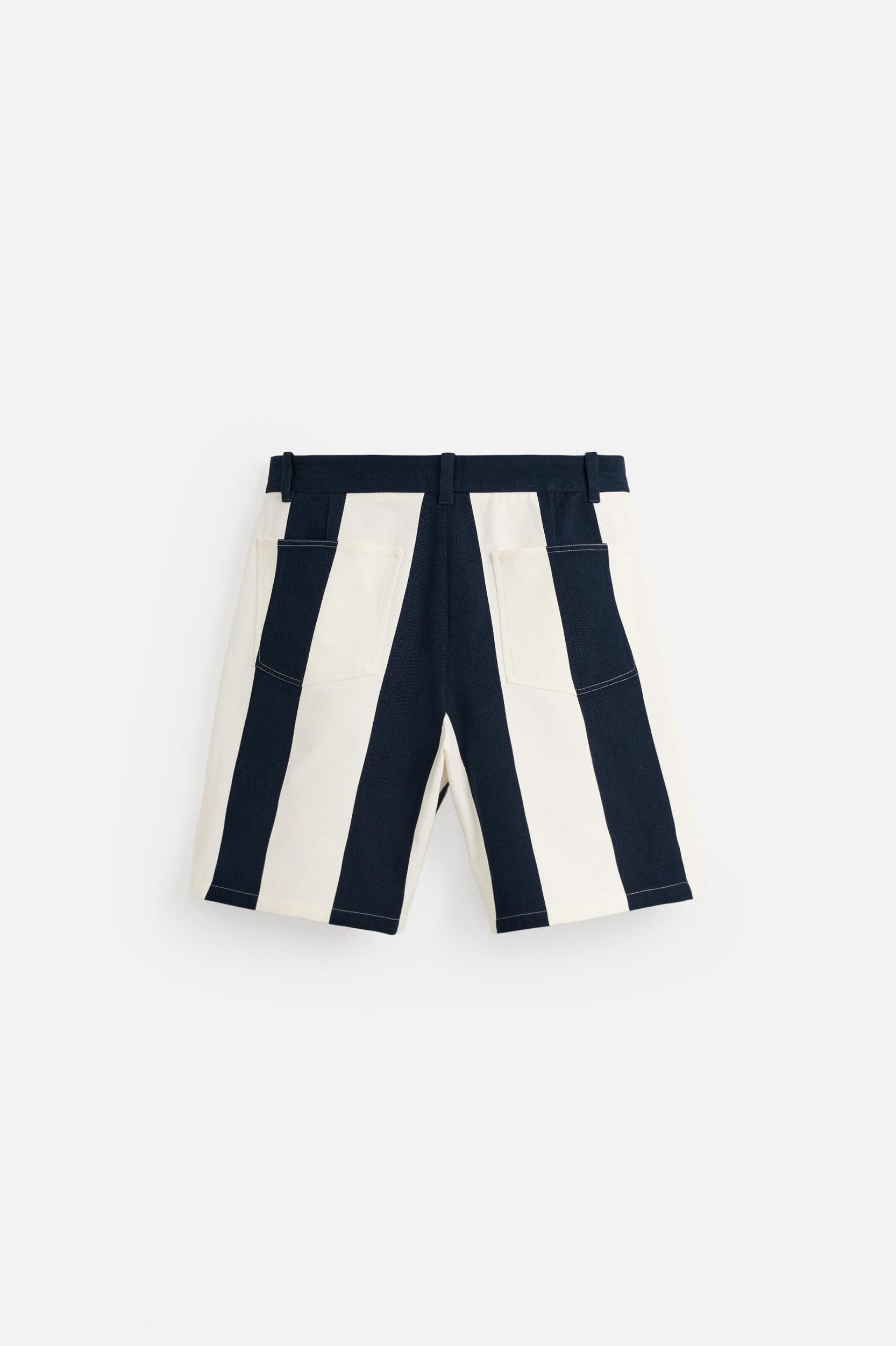 PLEATED STRIPED SHORTS Product Image