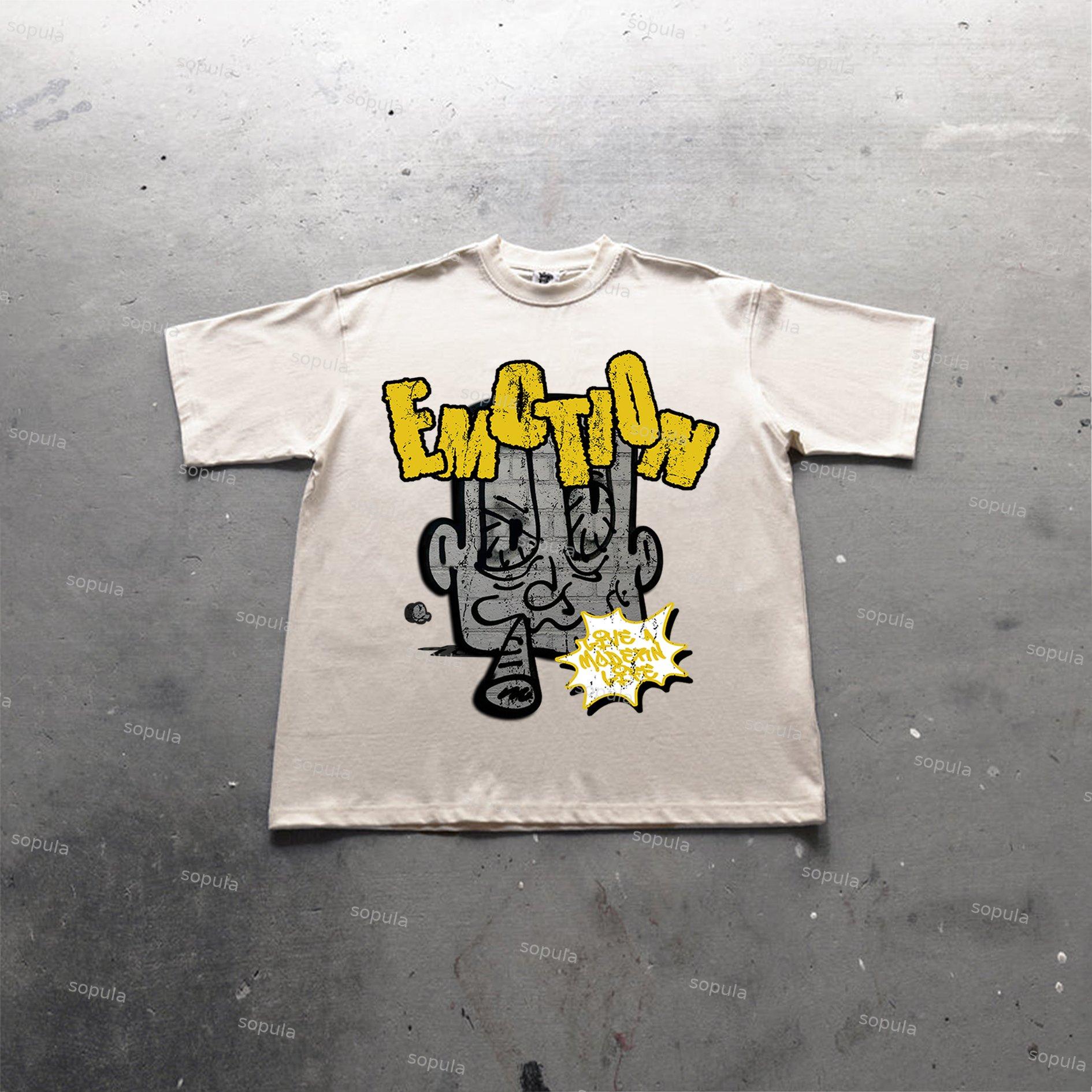 Sopula Cartoon Monster Graphic Print Cotton T-Shirt Product Image