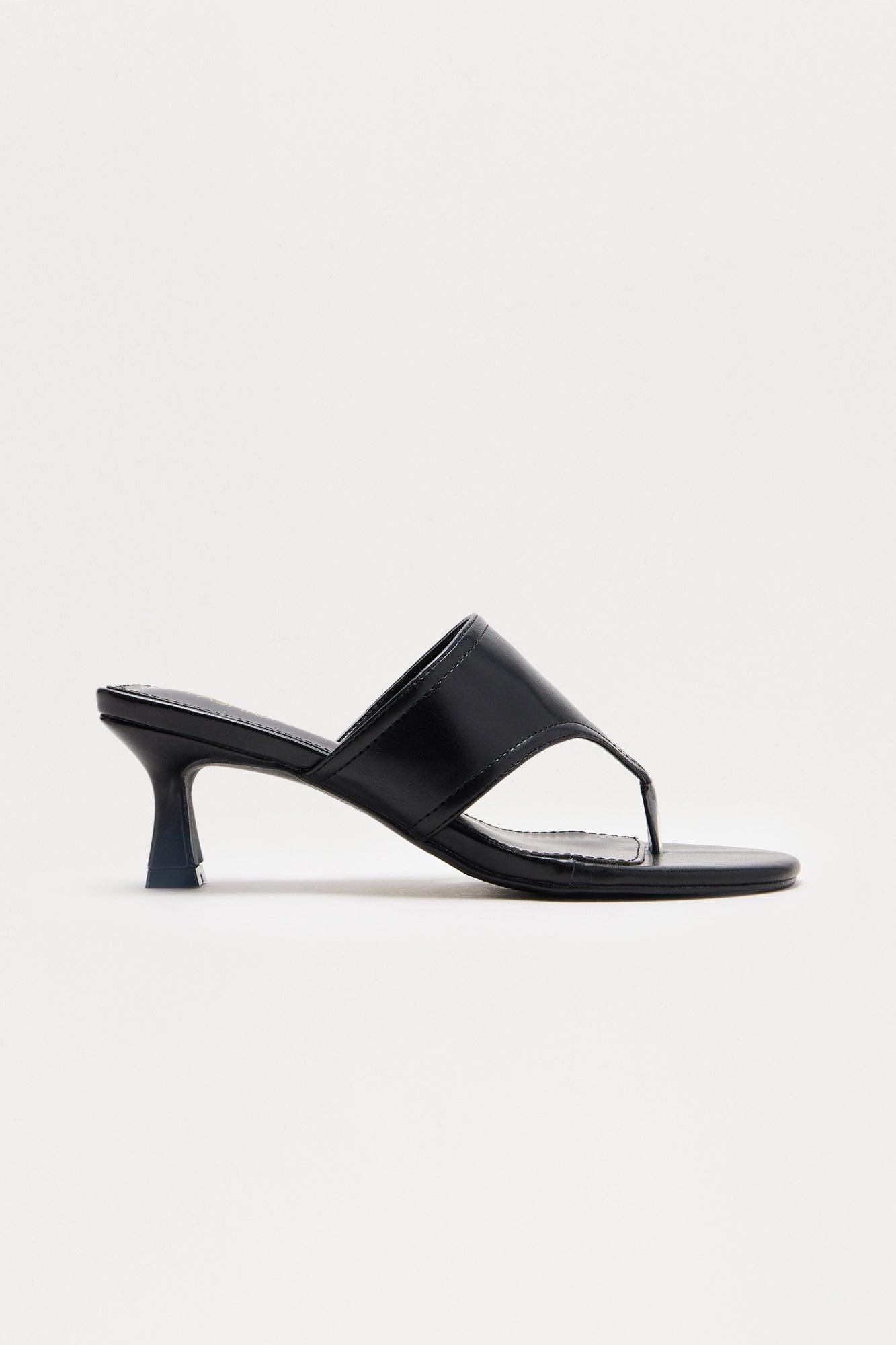 Tyla Thong Kitten Heels - Black Product Image