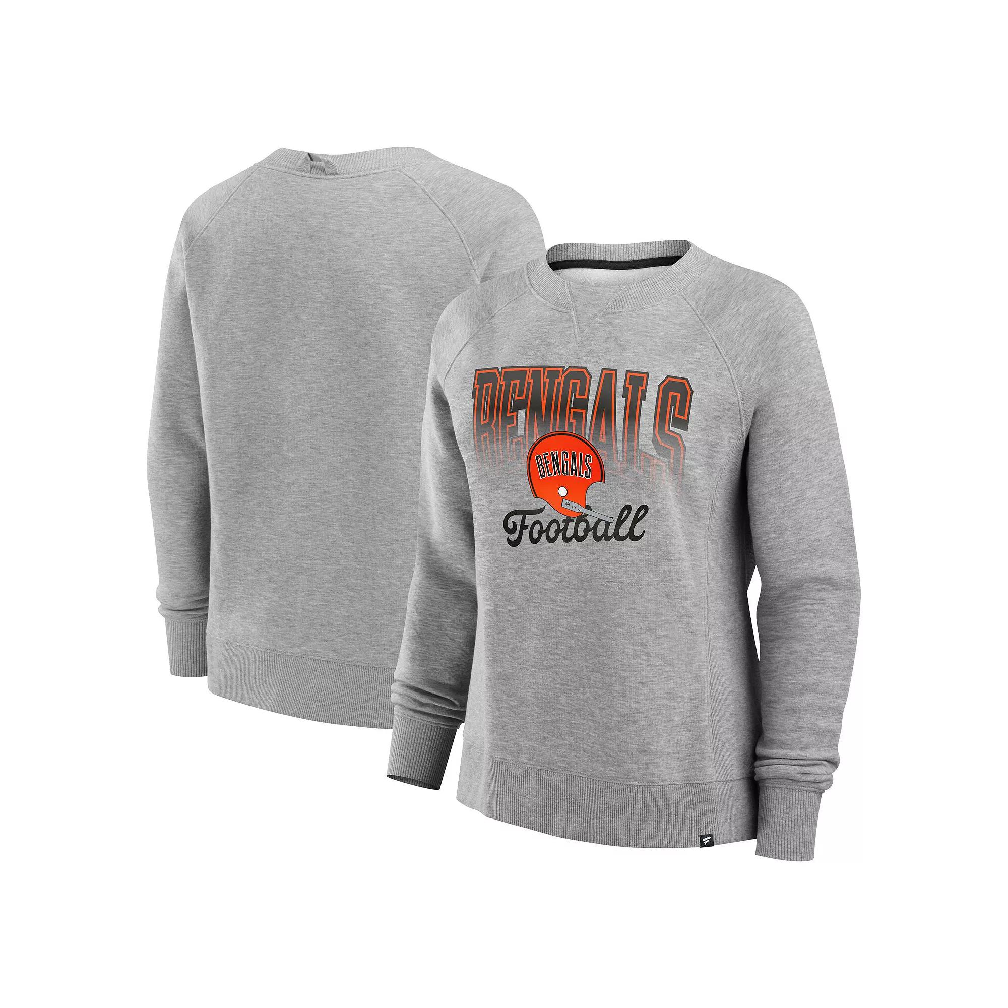 Women's Fanatics Heather Gray Cincinnati Bengals Hit Hard Fleece Pullover Sweatshirt,  Product Image