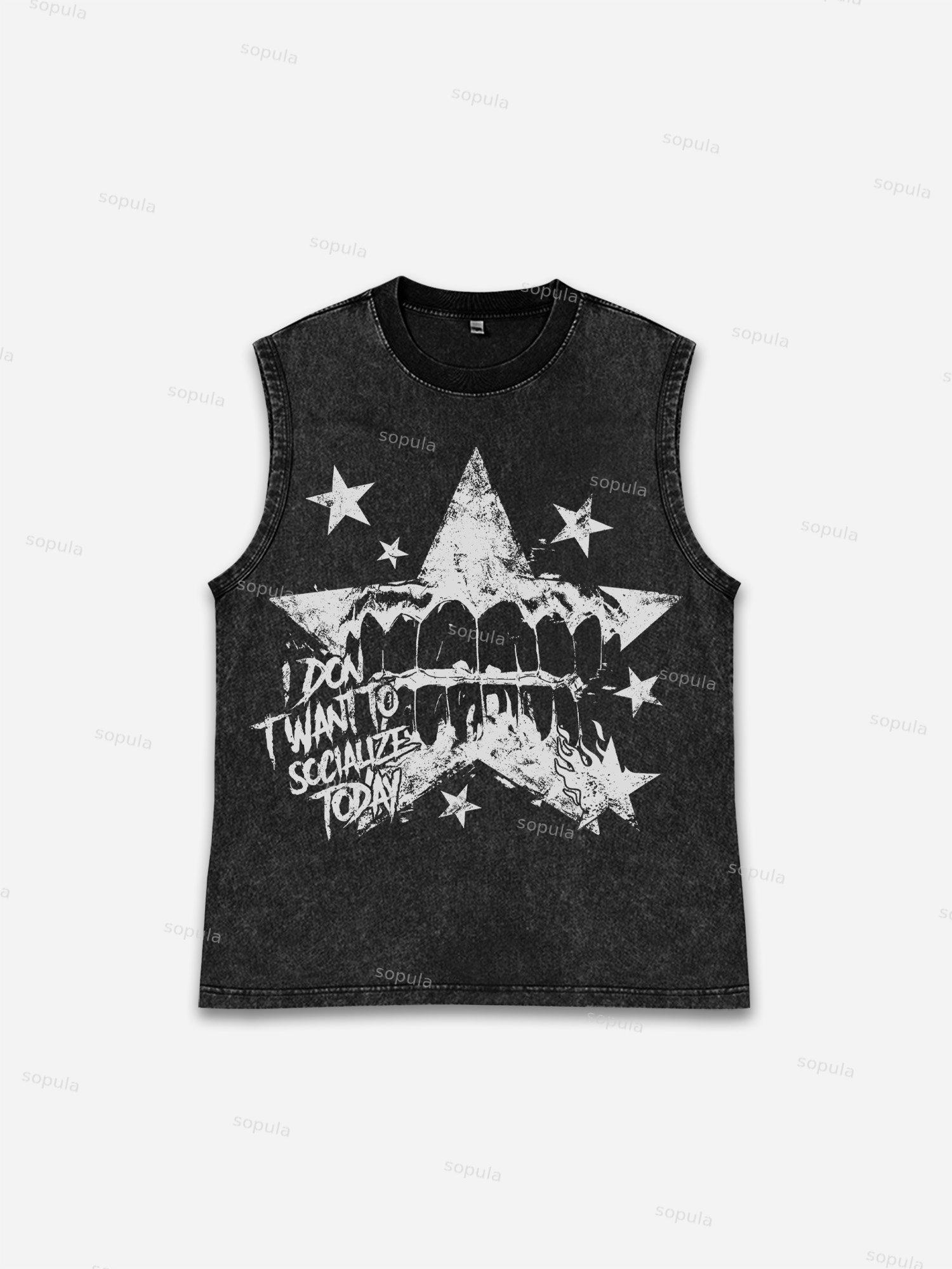 Men's Trend Street Graphic Wash Sleeveless Shirt Tank Top Product Image