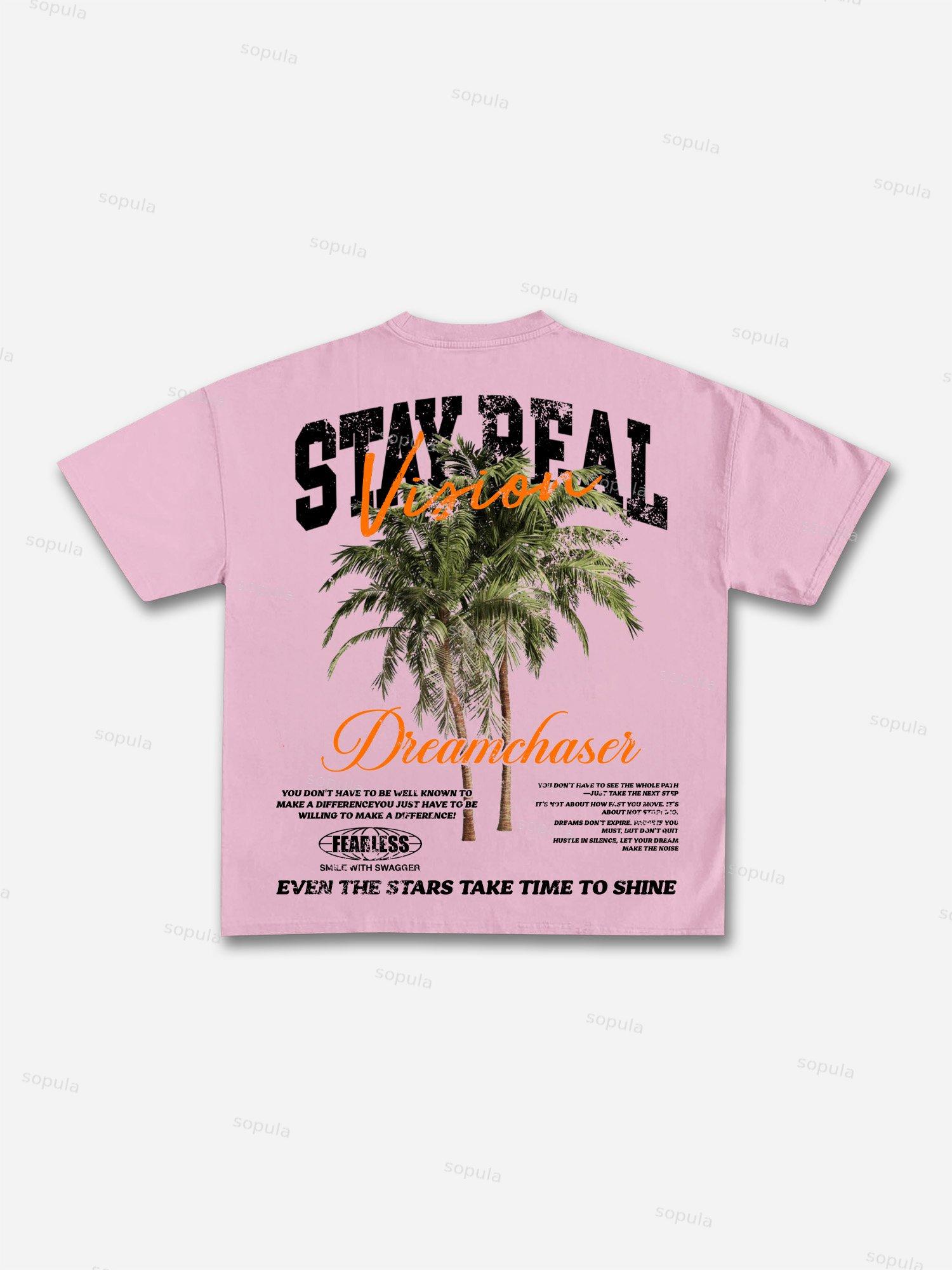 Stay Real Coconut Vacation Vintage Graphic Cotton T-shirt Product Image