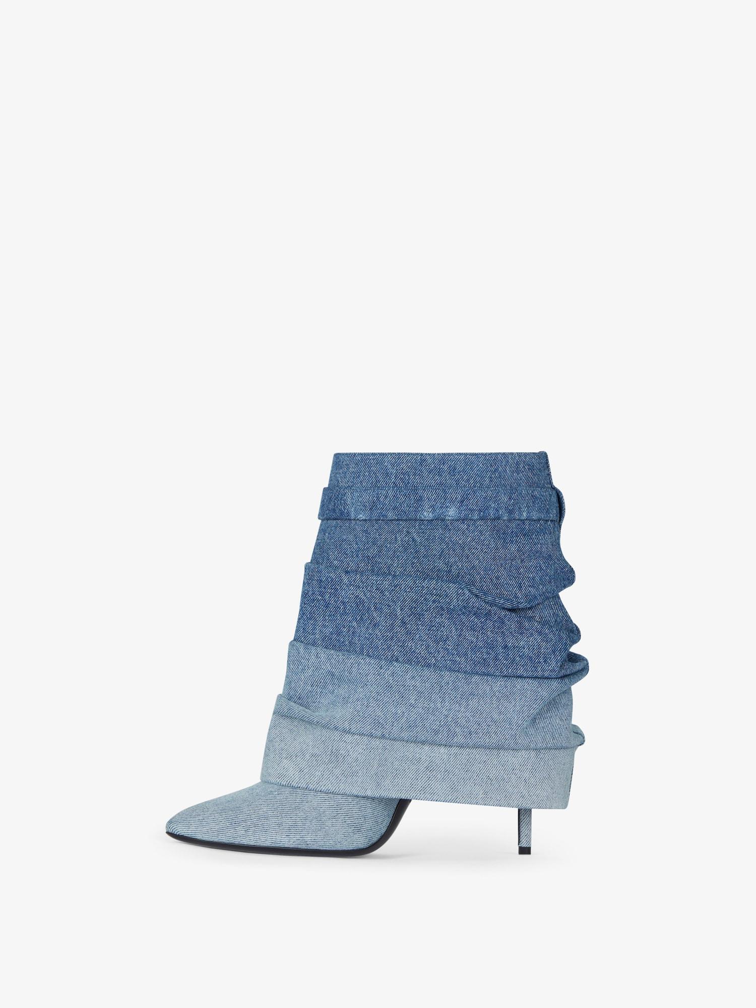 Shark Lock Stiletto ankle boots in gradient denim Product Image