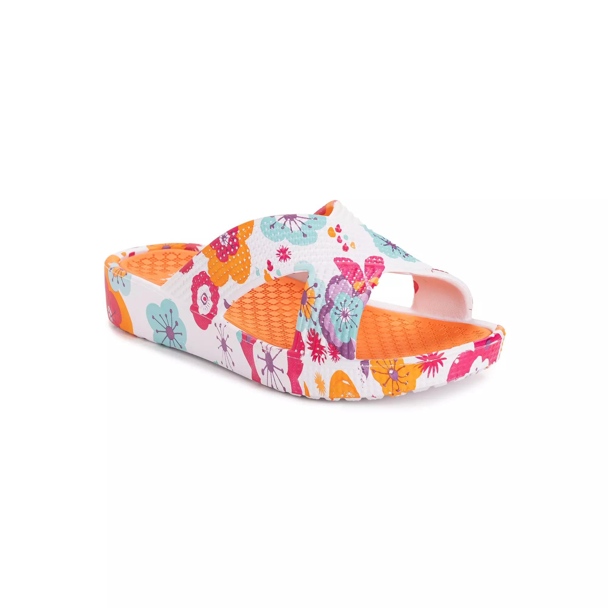 MUK LUKS Spa Day Womens Sandals Pink Floral Product Image