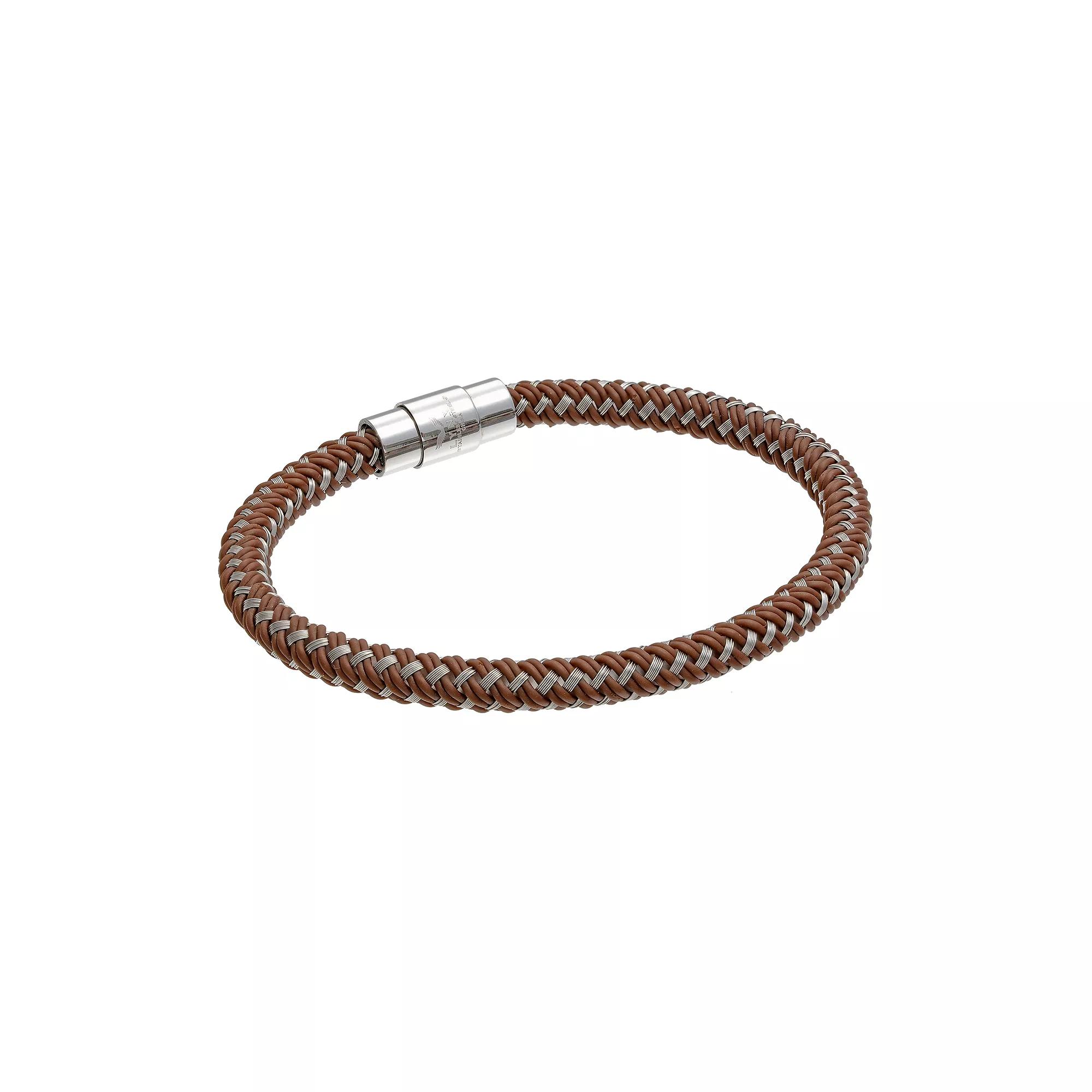 LYNX Men's Stainless Steel & Brown Rubber Bracelet,  Product Image