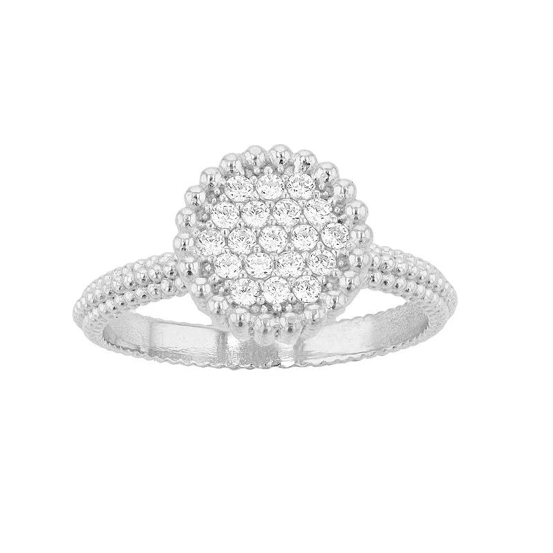 Sterling Silver Cubic Zirconia Textured Ring, Womens Product Image