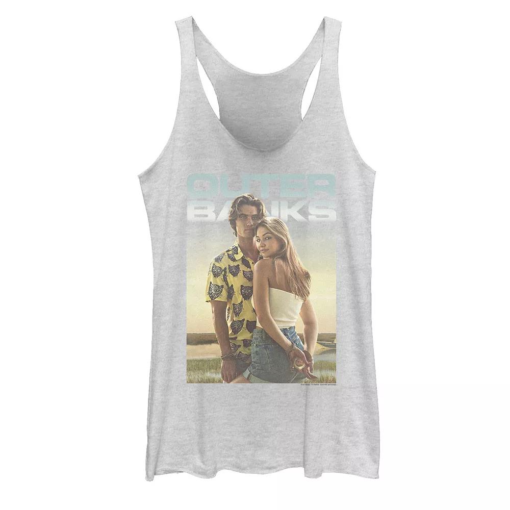 Juniors' Outer Banks John B & Sarah Poster Graphic Tank Top, Girl's, Size: XS, White Grey Product Image