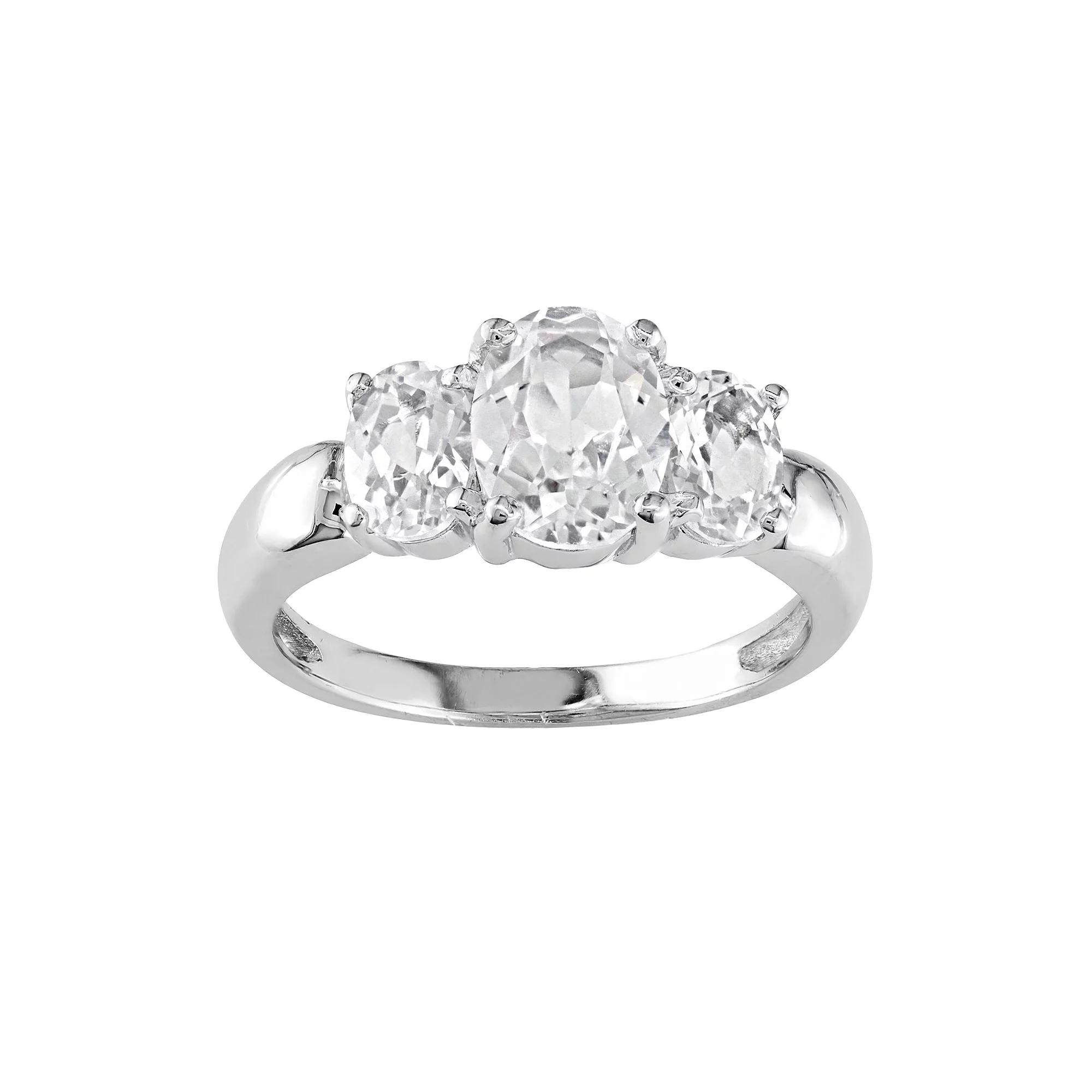 Stella Grace Sterling Silver Lab-Created White Sapphire 3-Stone Ring, Womens Product Image