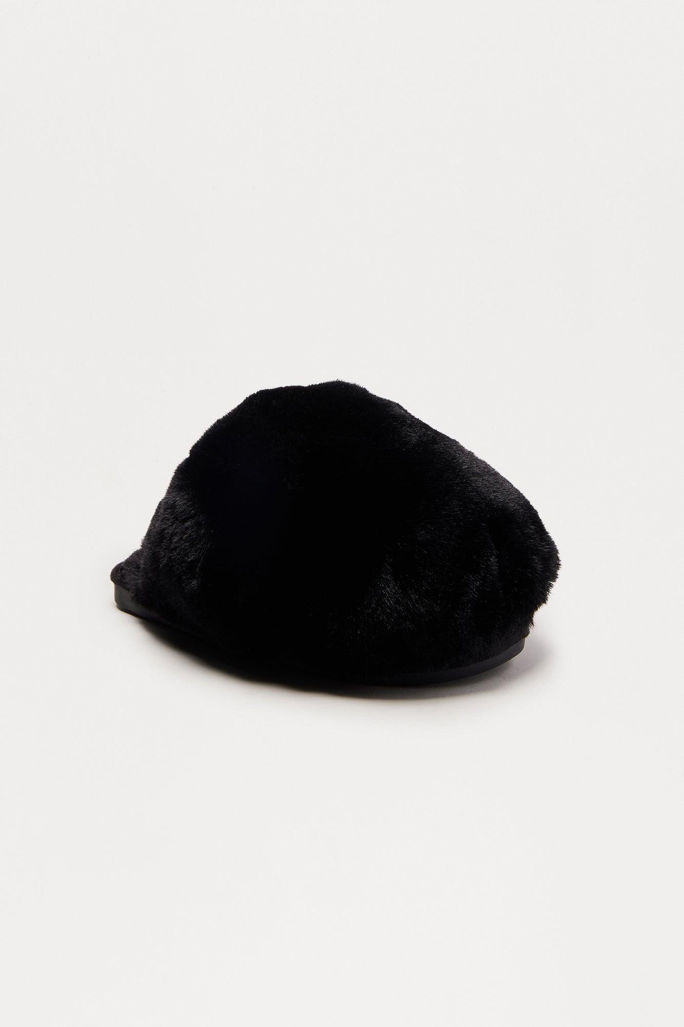 Fluff Faux Fur Slippers - Black Female Product Image