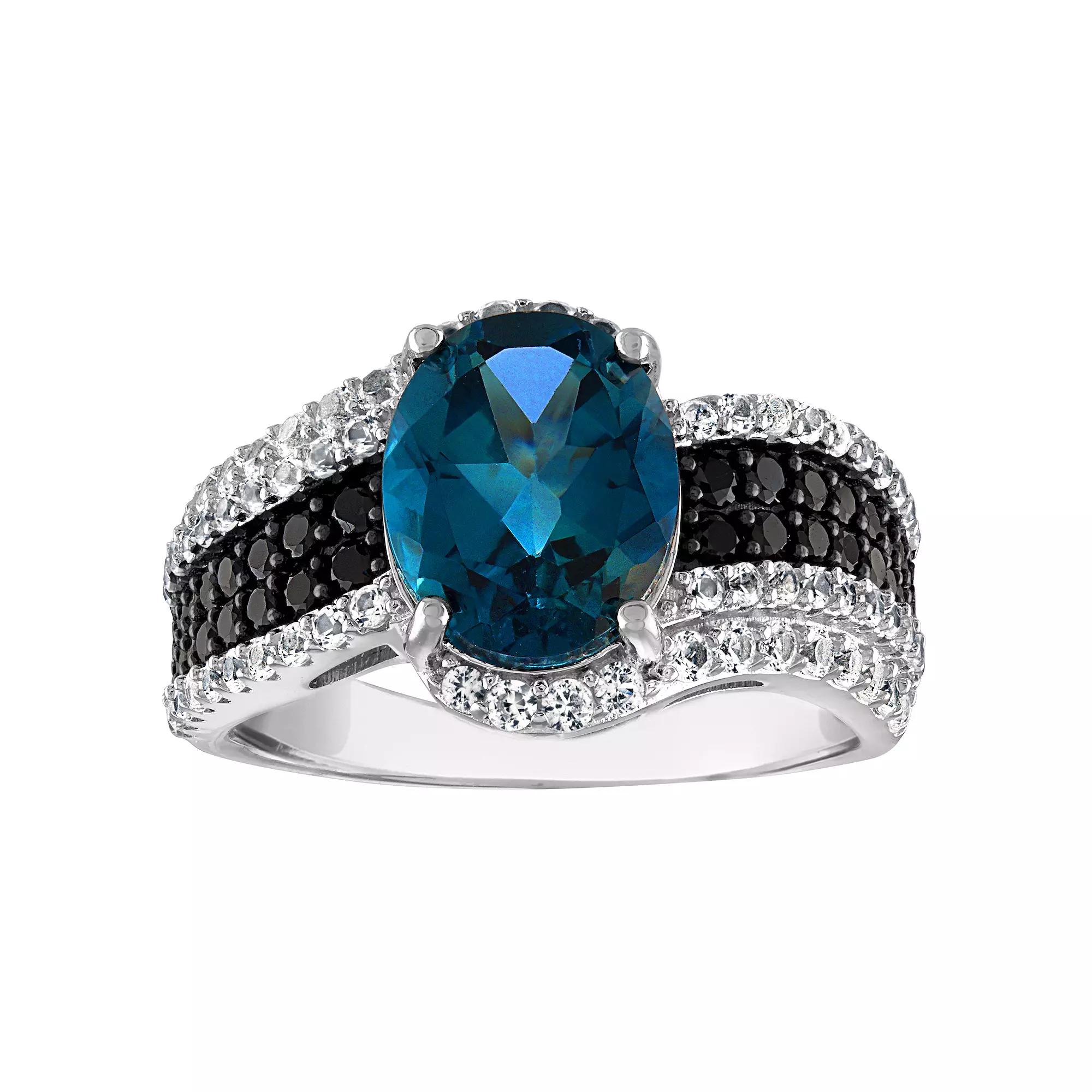 Designs by Gioelli Sterling Silver London Blue Topaz & Black Spinel Ring, Women's,  Product Image