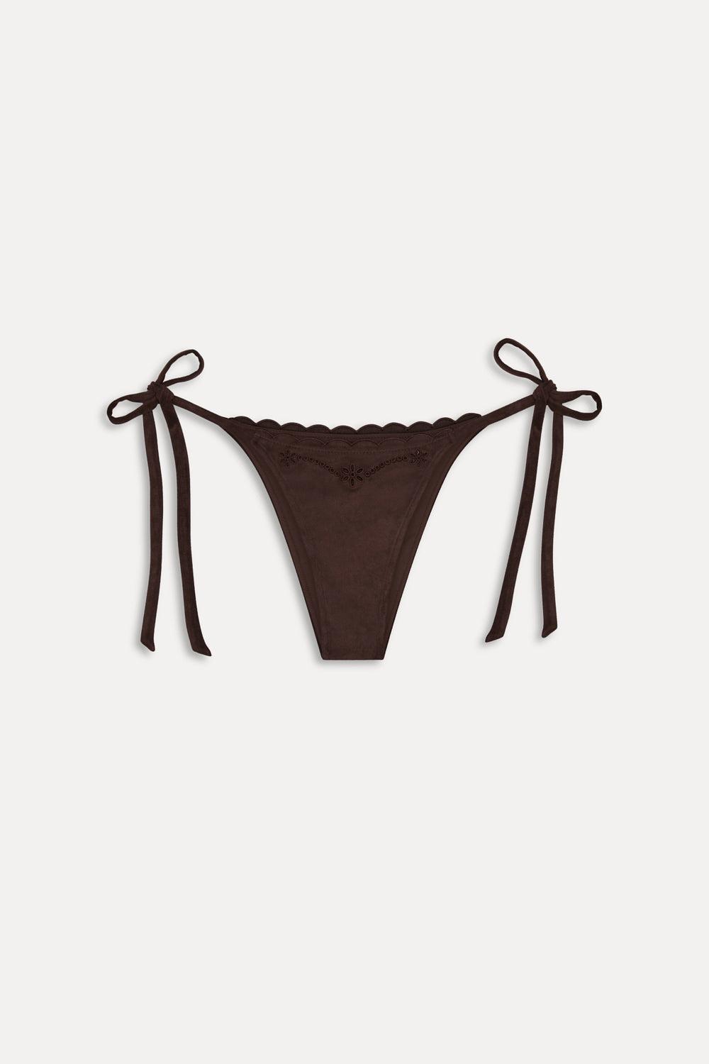 Mackenzie Suede String Bikini Bottom - Desert Suede Product Image