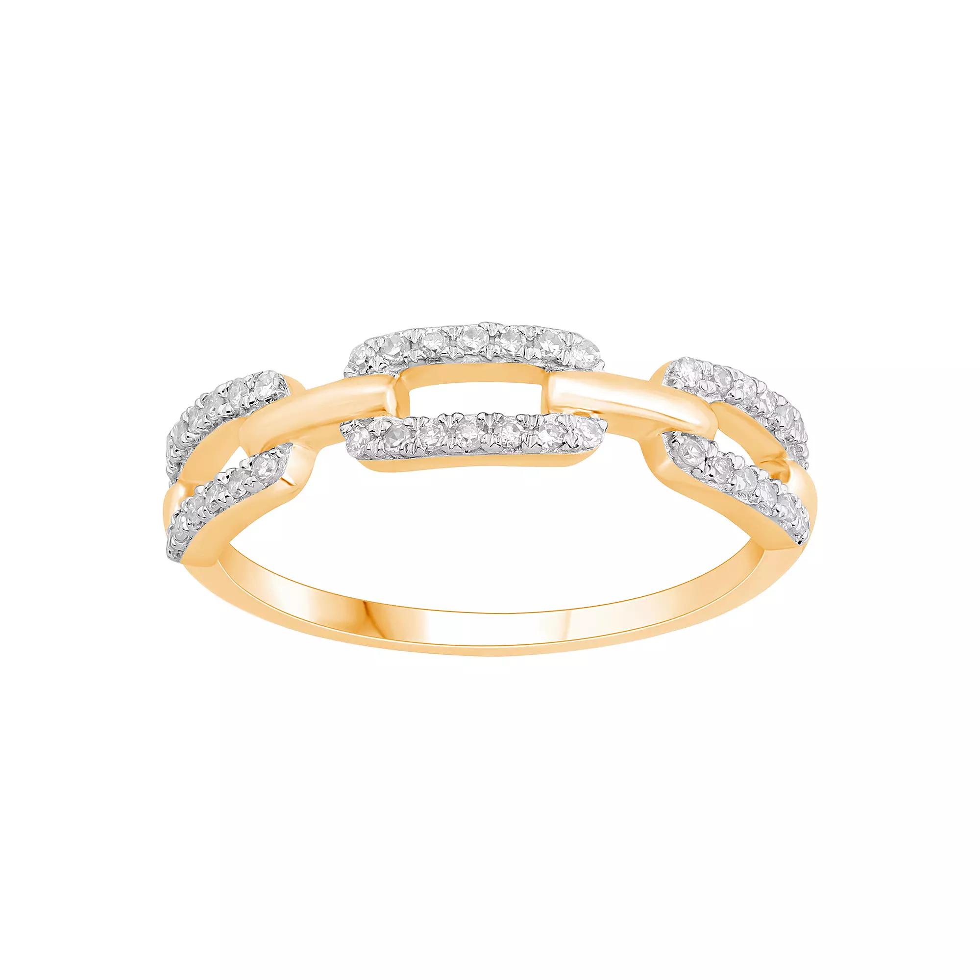 10k Gold 1/5 Carat T.W. Diamond Triple Paper Clip Ring, Women's, Size: 8 Product Image