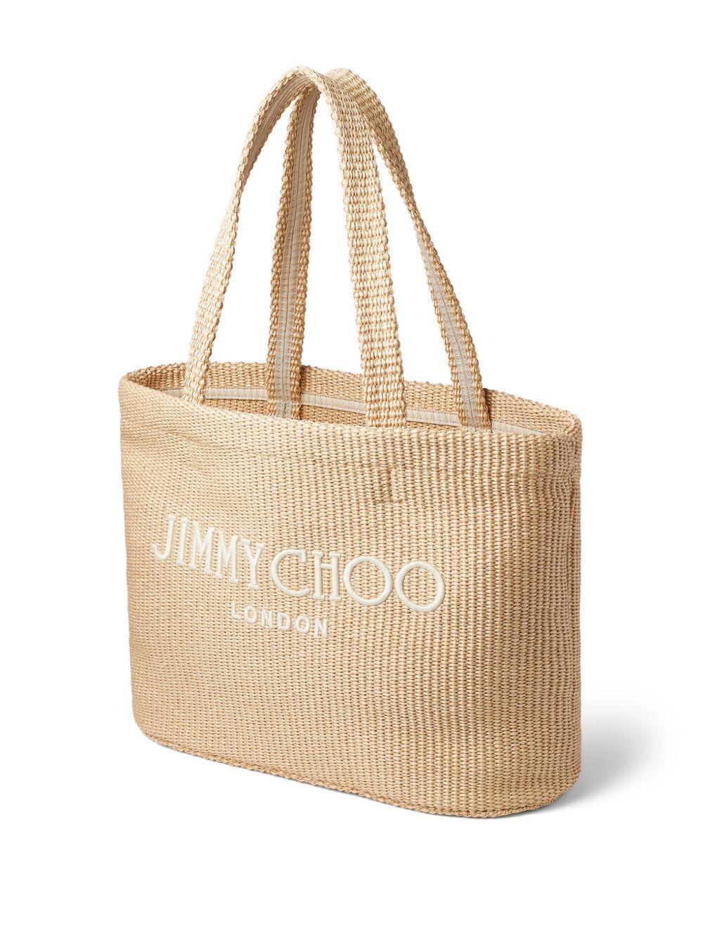 logo-embroidered raffia beach bag Product Image