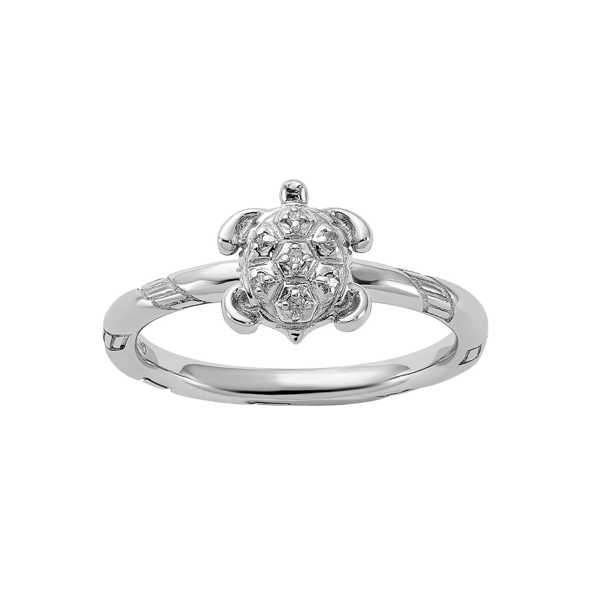 Stacks & Stones Sterling Silver Stackable Diamond Accent Turtle Ring, Women's, Size: 7 Product Image