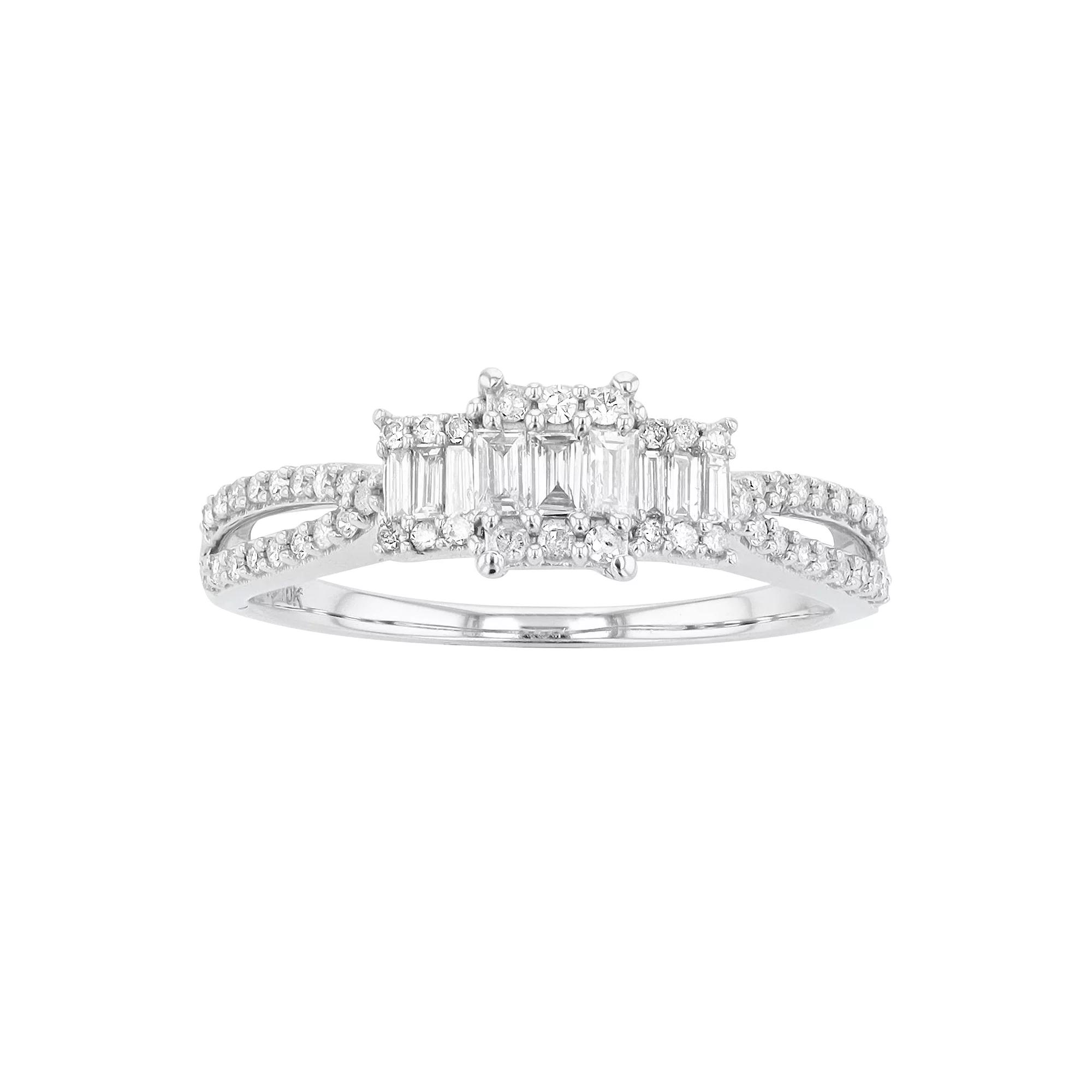 10k White Gold 1/3 Carat T.W. Diamond Engagement Ring, Women's,  Product Image