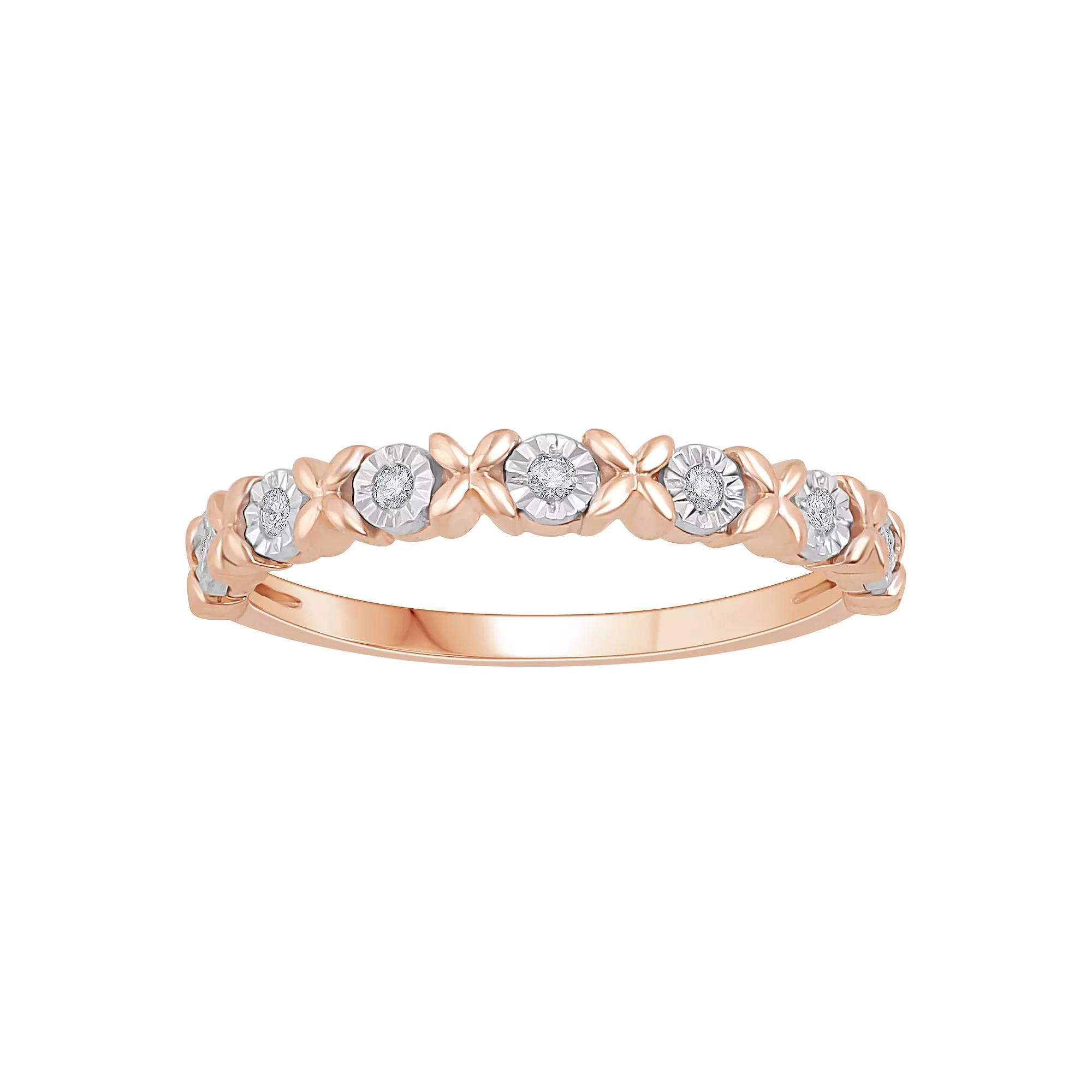 10k Rose Gold Diamond Accent "XO" Stackable Ring, Women's, Size: 7 Product Image