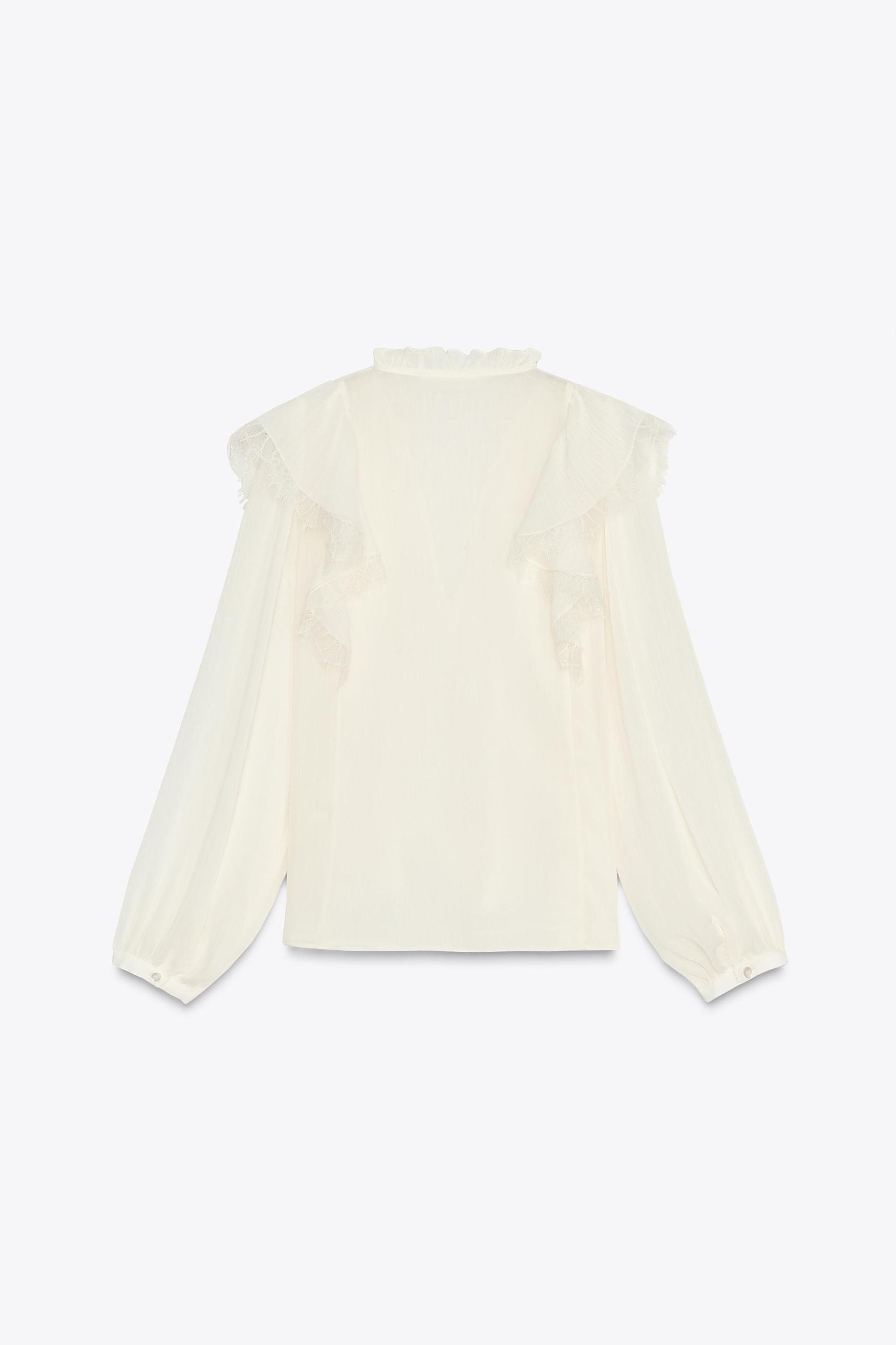 LACE RUFFLE BLOUSE Product Image