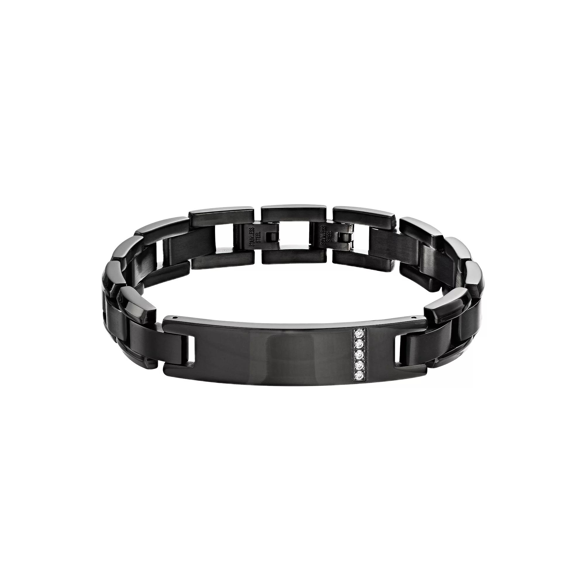 Diamond Brilliance Silver Tone Stainless Steel 1/10 Carat T.W. Lab-Created Diamond Men's Link Bracelet,  Product Image