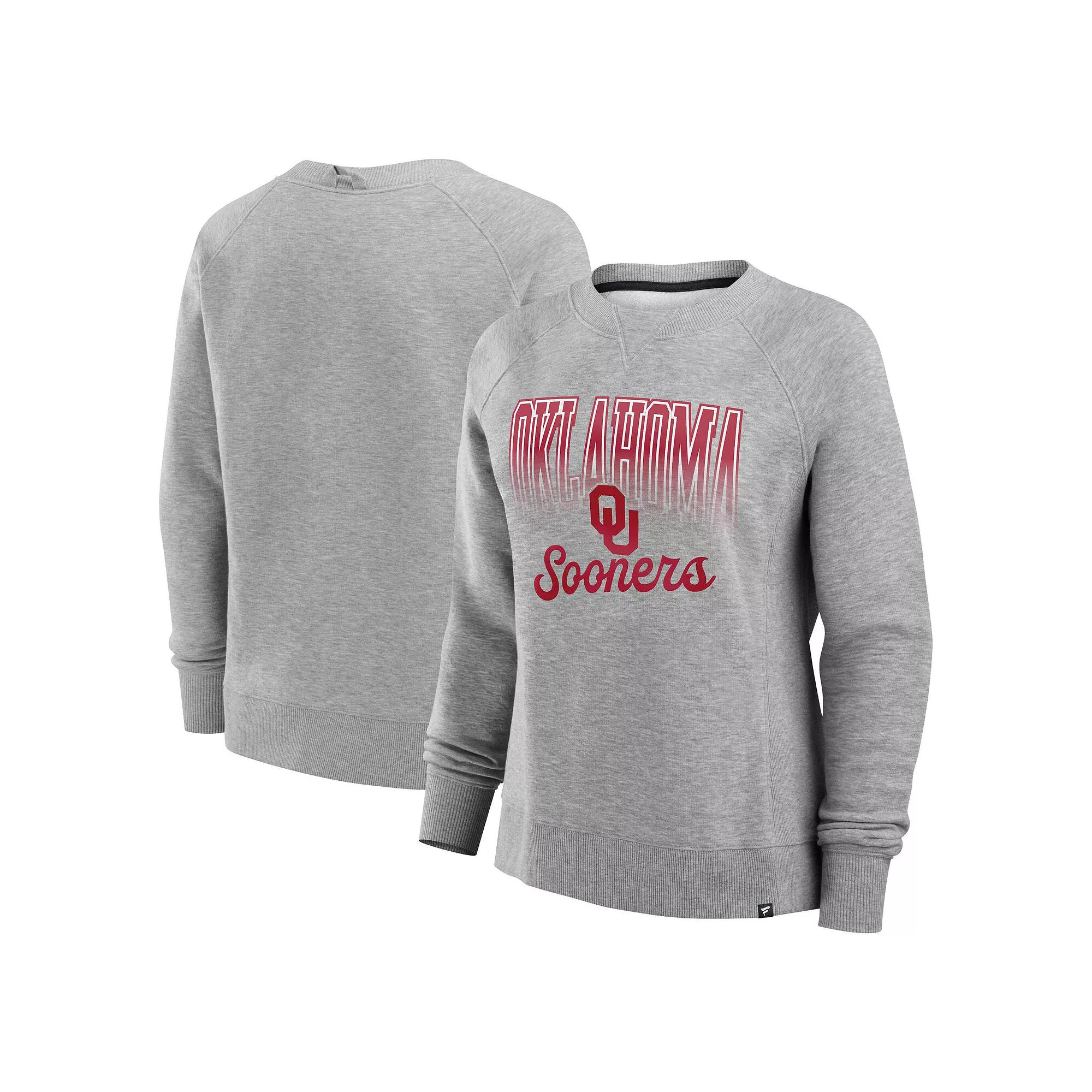 Women's Fanatics Heather Gray Oklahoma Sooners Training Camp Hit Hard Fleece Pullover Sweatshirt,  Product Image