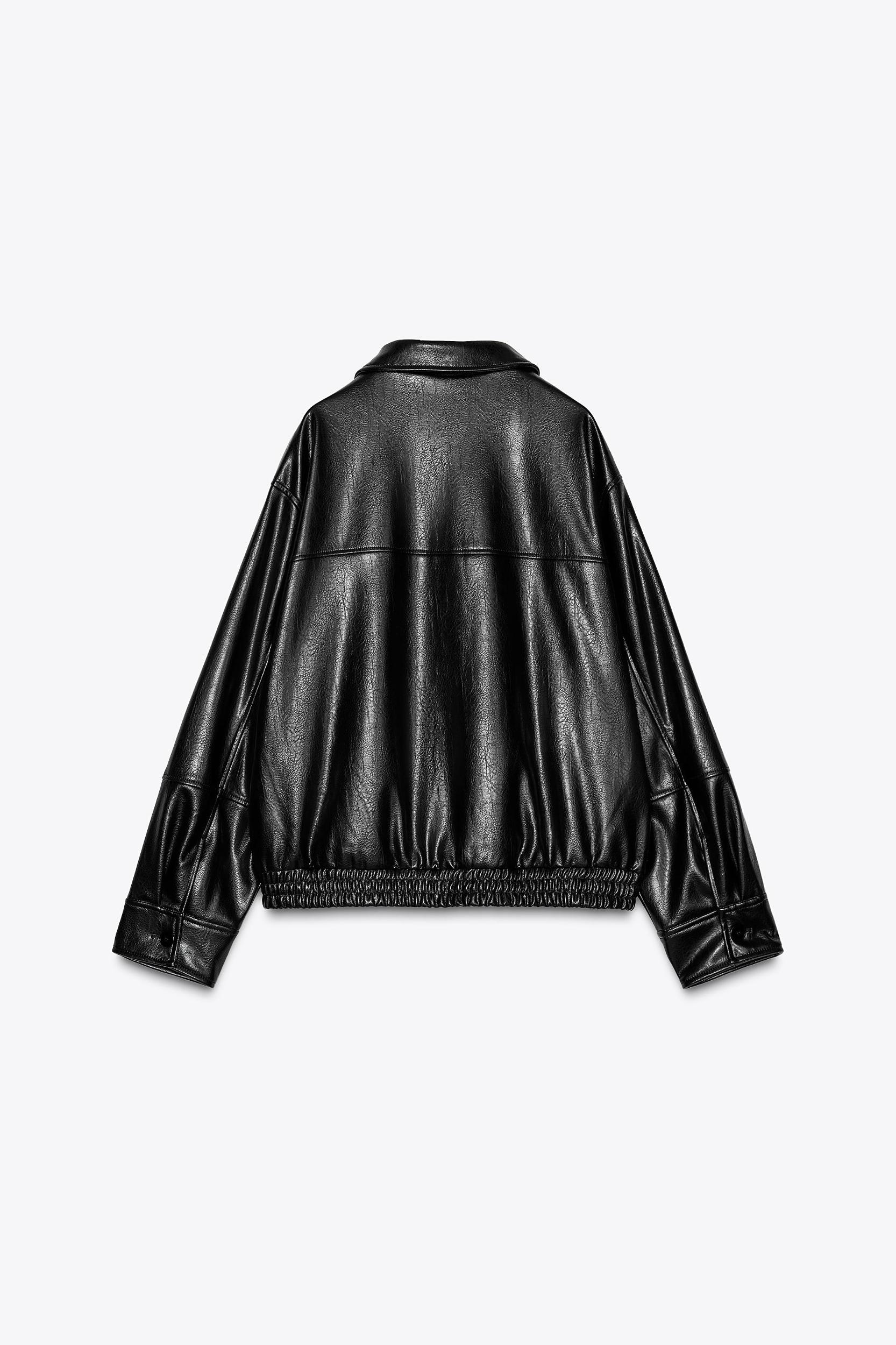 FAUX LEATHER BOMBER JACKET Product Image