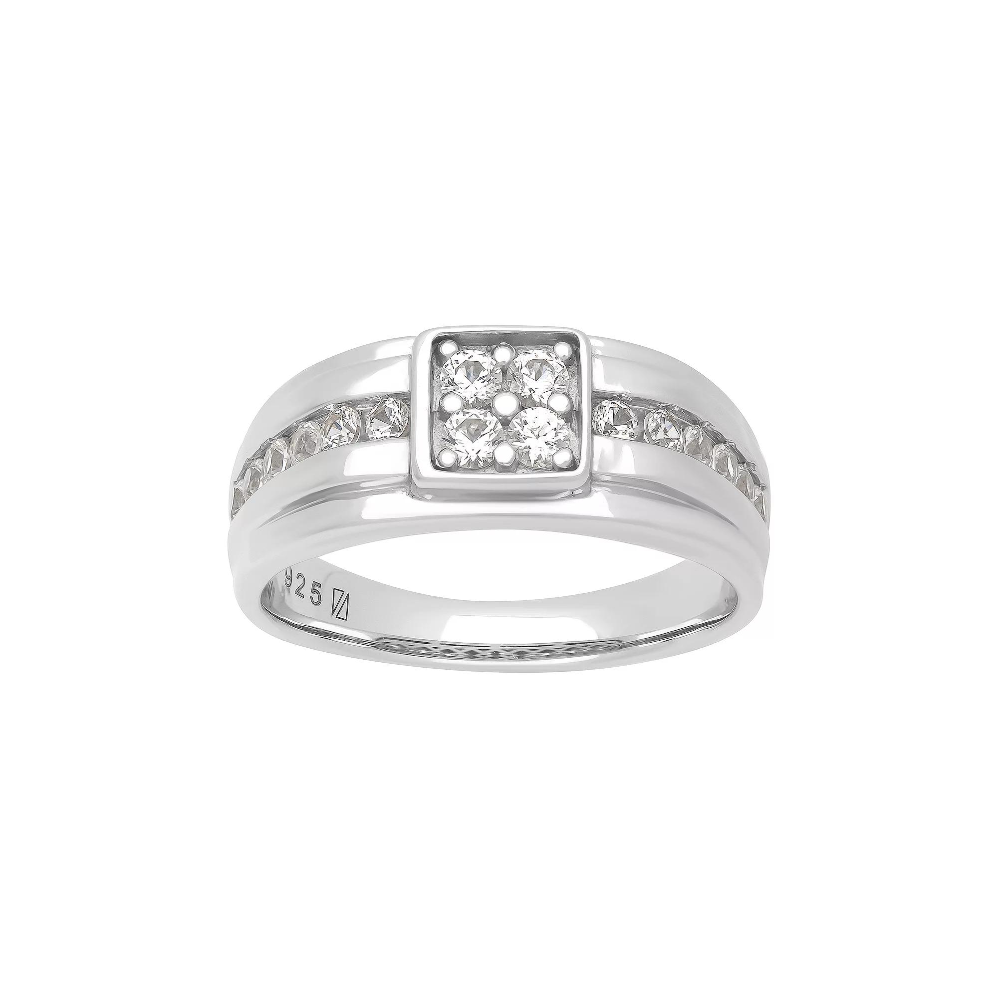 AXL Men's Sterling Silver 1 1/8 Carat T.W. Lab-Created White Sapphire Band, Size: 10 Product Image