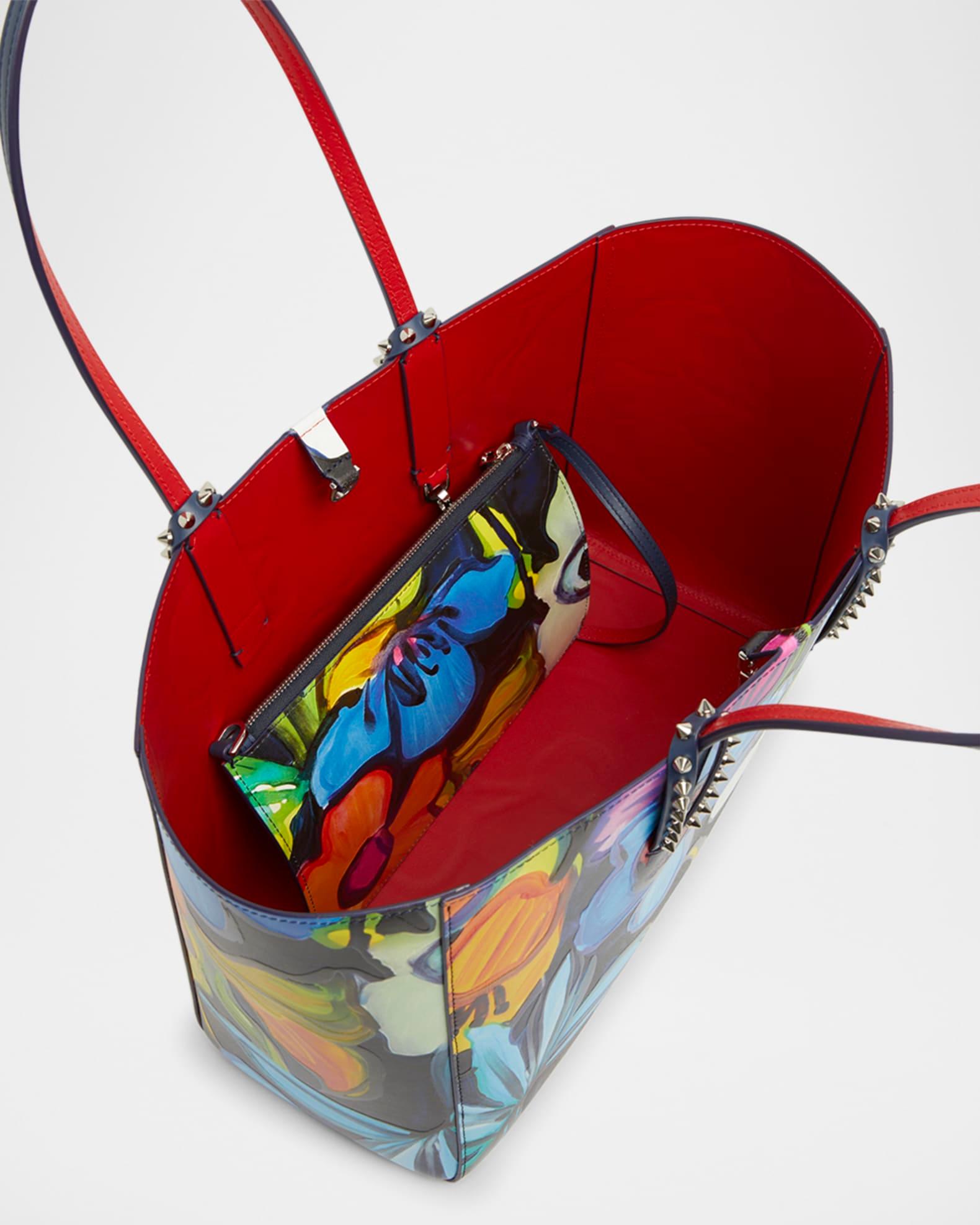 Cabata Small Tote Bag in Flower-Print Leather Product Image