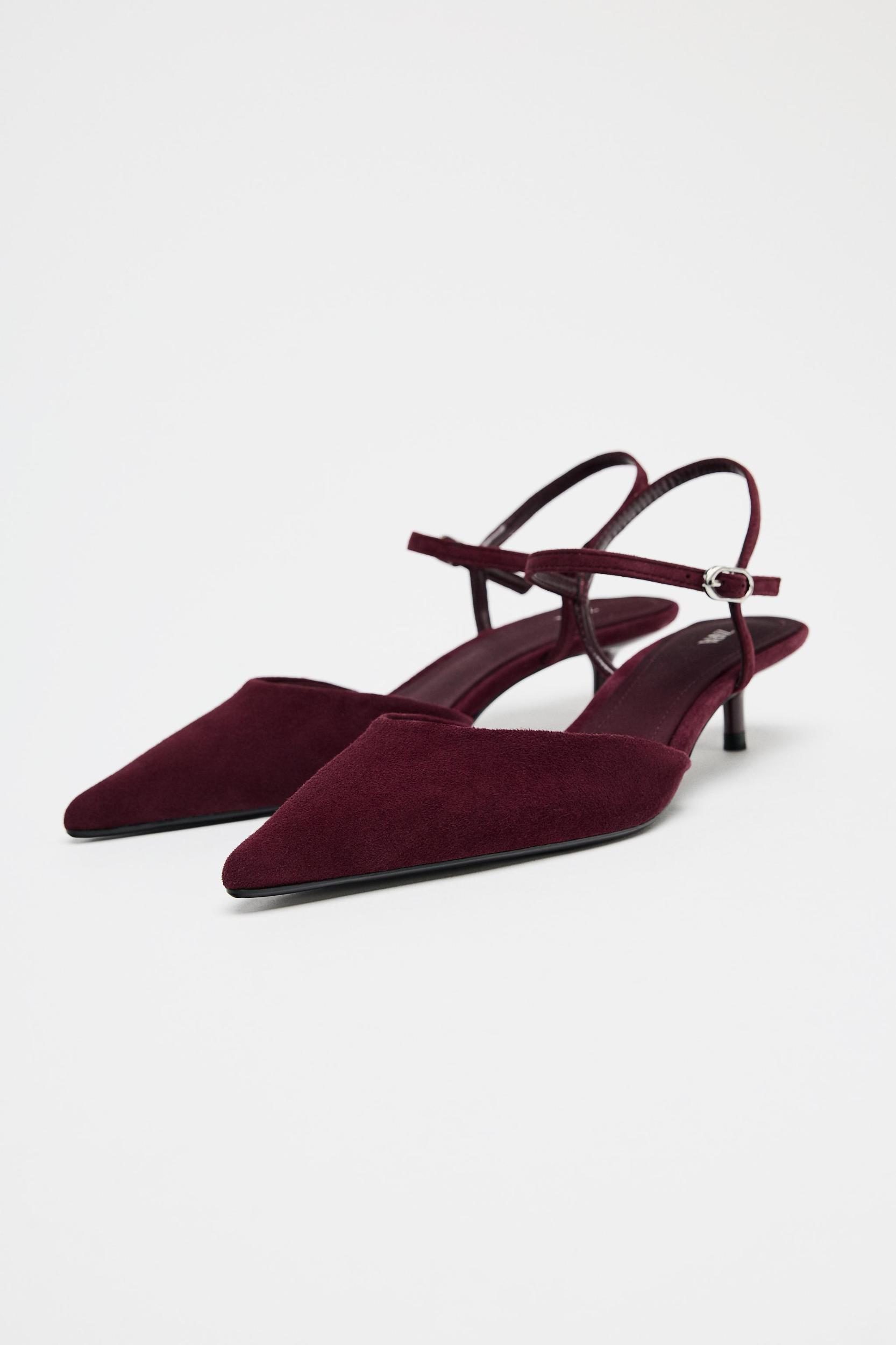 SUEDE KITTEN HEEL SLINGBACKS Product Image