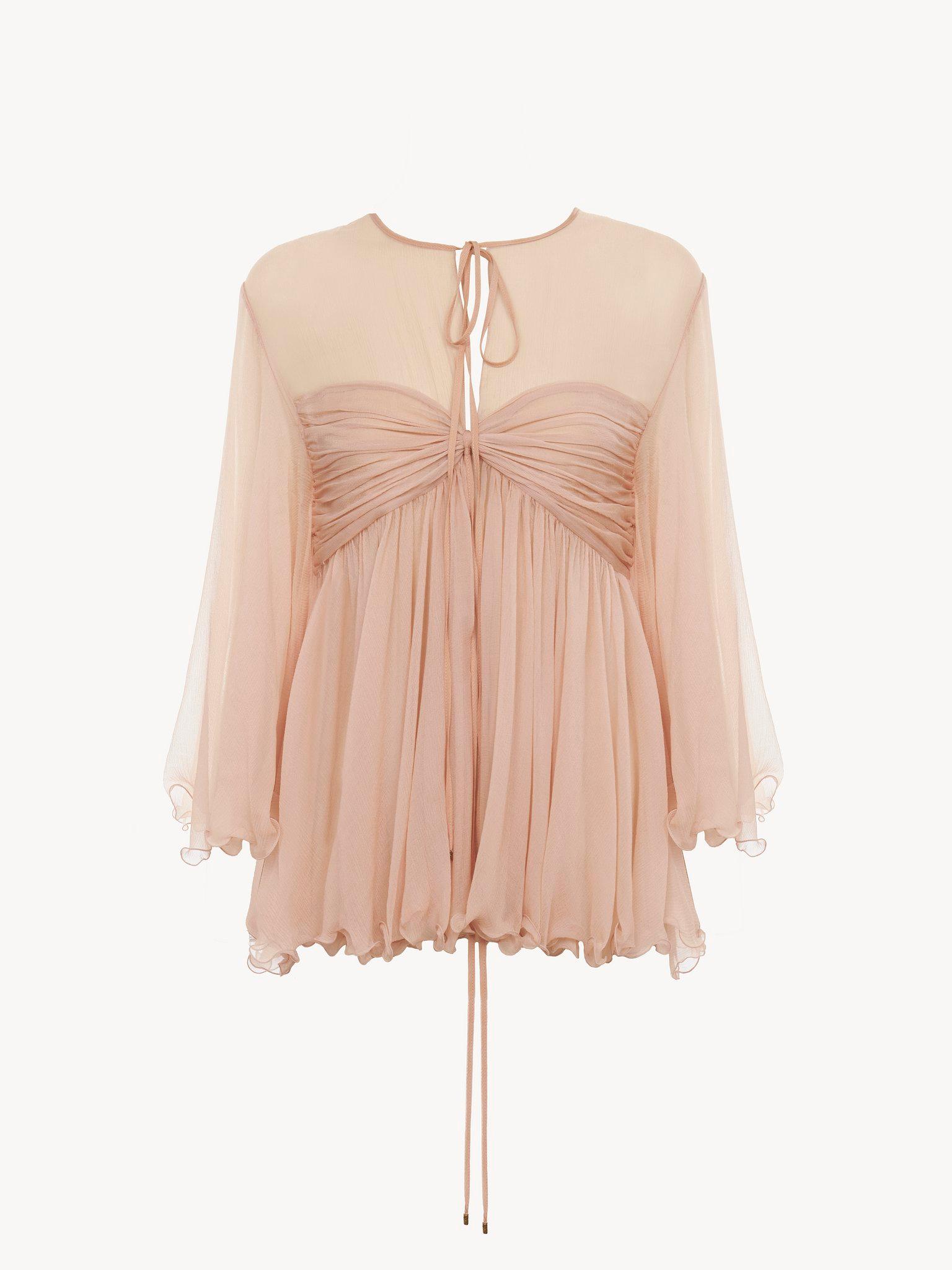 Pleated top in silk mousseline Product Image