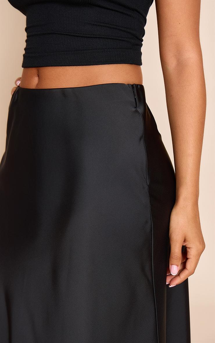 Petite Black Satin Flowy Maxi Skirt Product Image