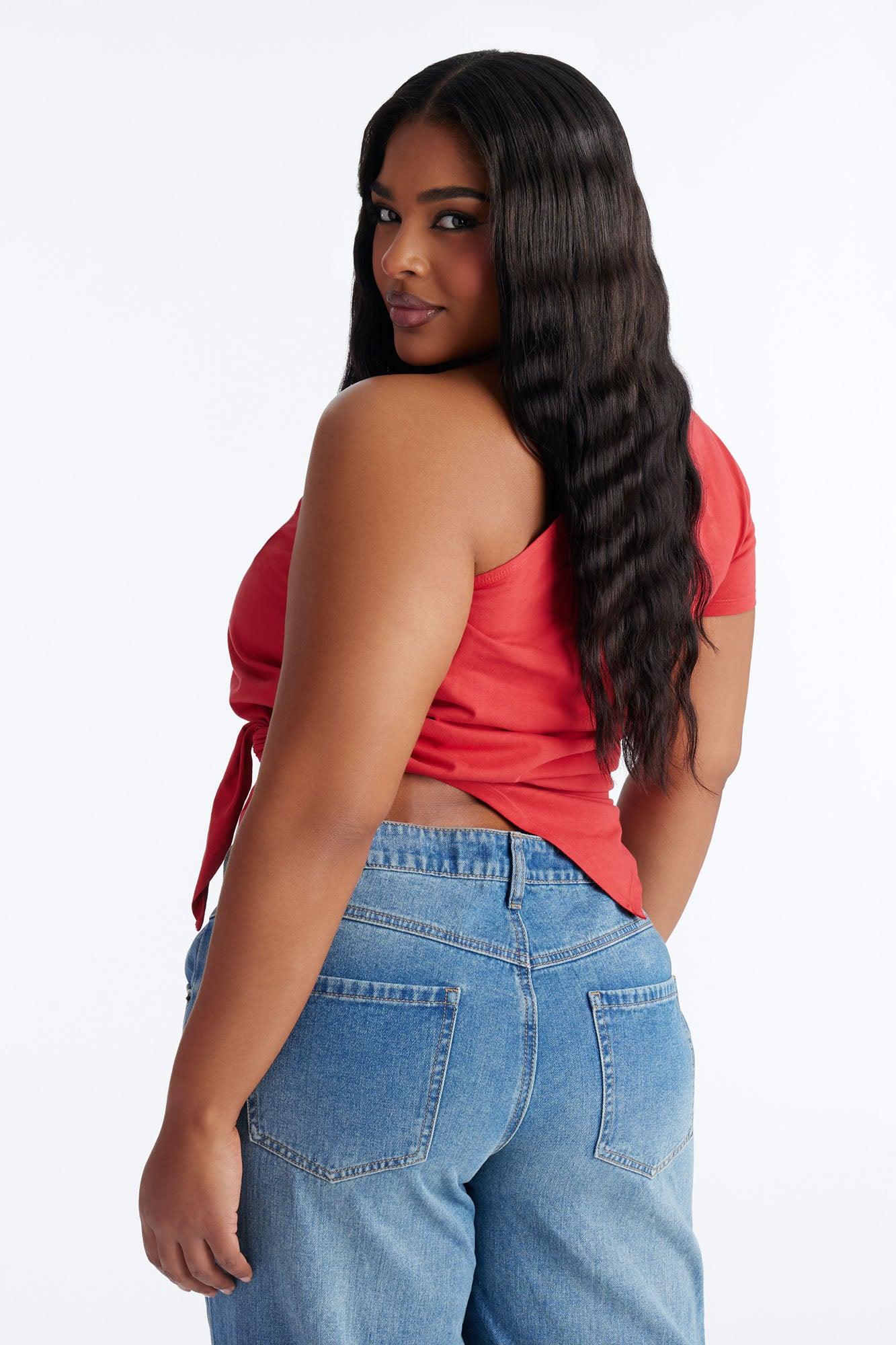 Rodeo Show One Shoulder Tee - Red Female Product Image