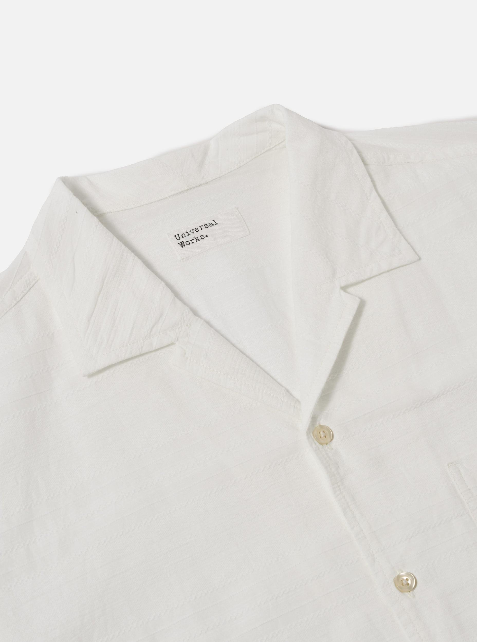 Universal Works Minari Shirt in Ecru Deffe Self Stripe Product Image