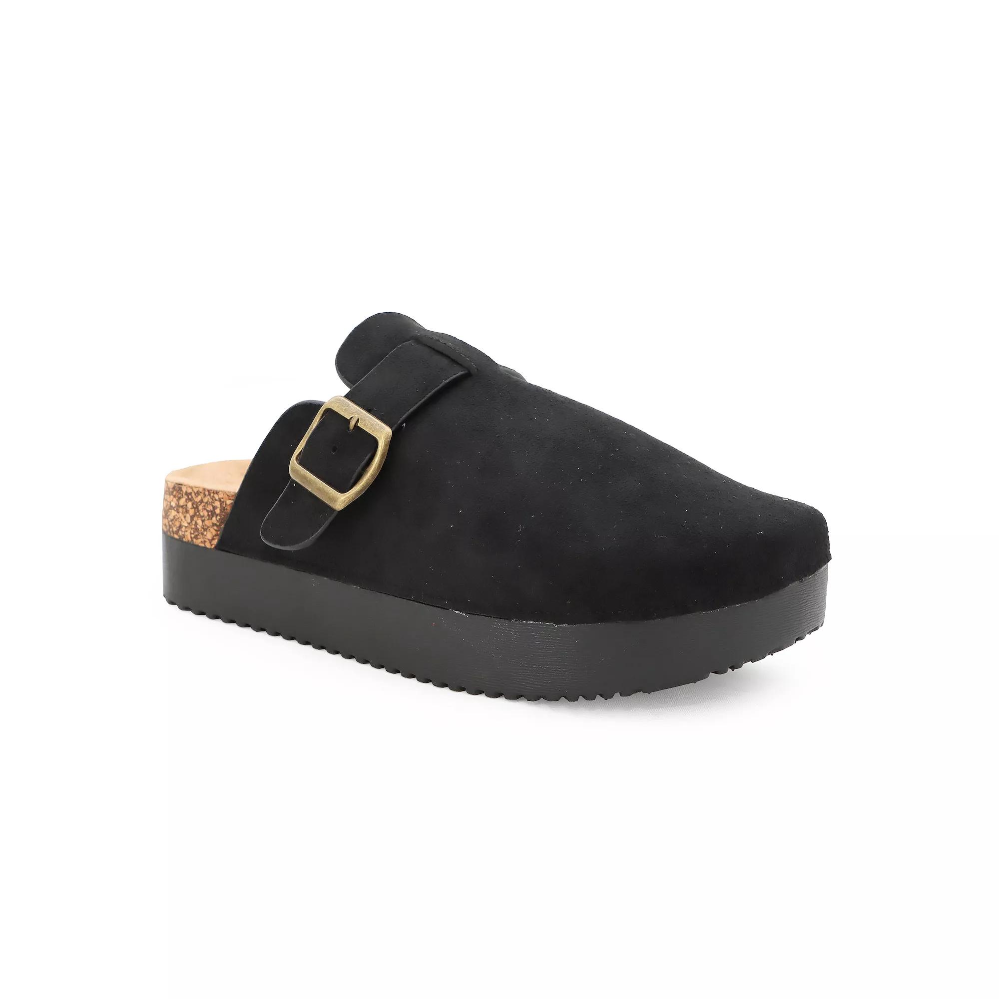 Yoki Claude-04 Women's Faux Suede Slip On Platform Clogs, Size: 10, Black Product Image