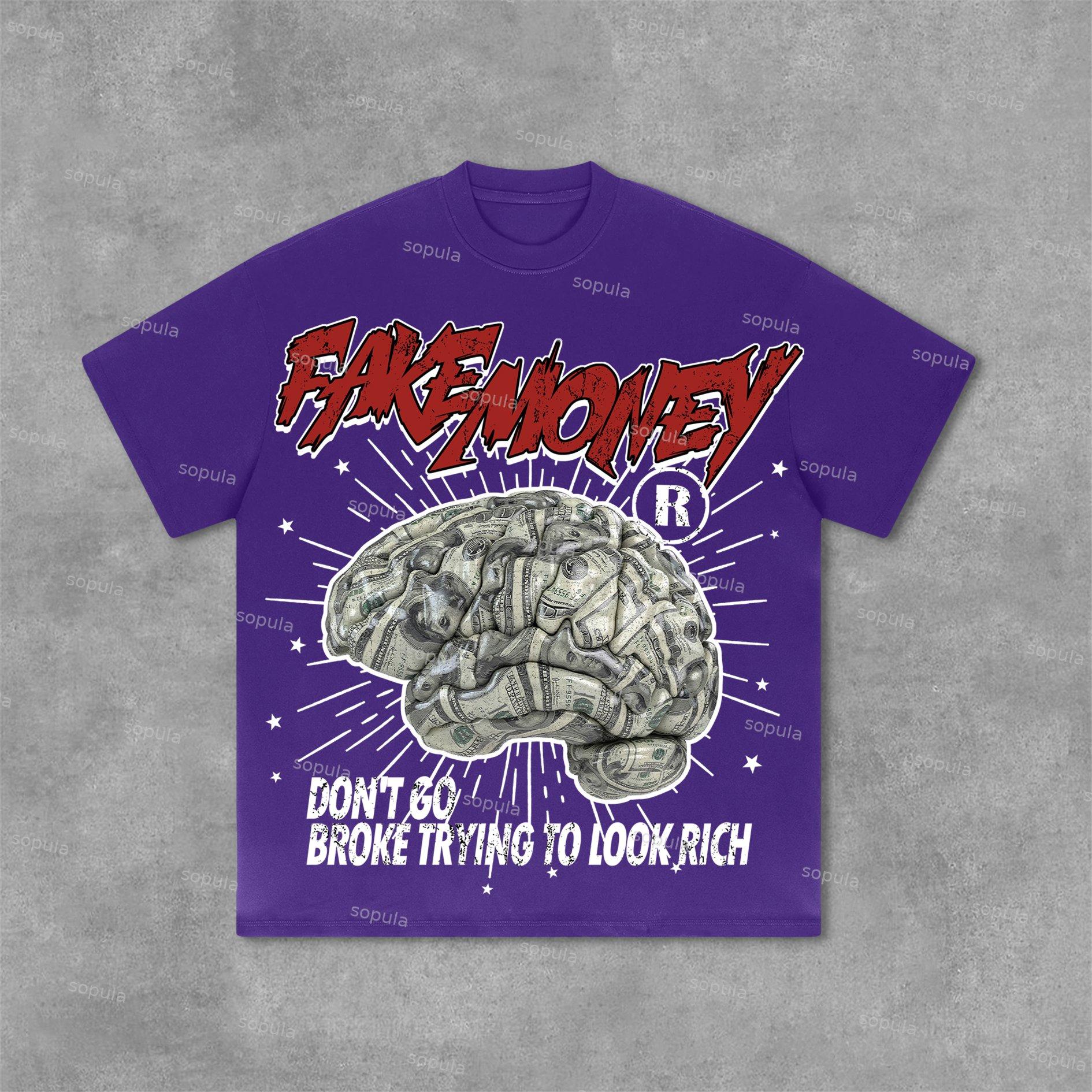 Sopula Don't Go Broke Trying To Look Rich Graphic Print Cotton T-Shirt Product Image