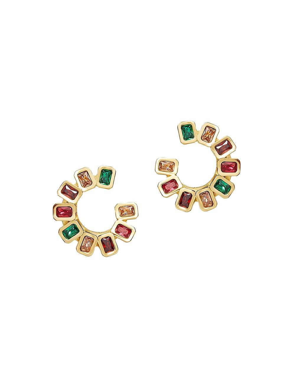 Womens Spiral Gem 14K-Gold-Plated & Crystal Hoop Earrings Product Image