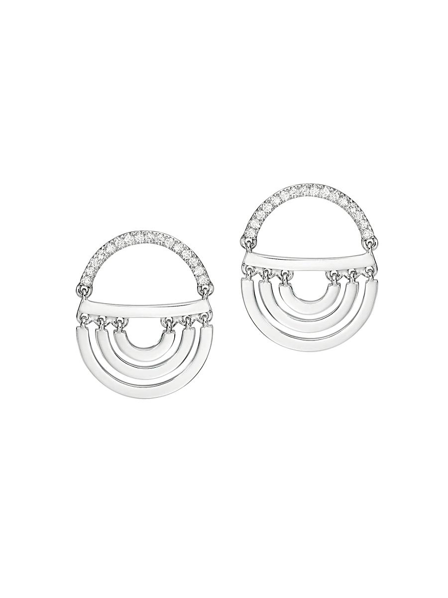 Womens Water 18K White Gold & Diamond Twin Drop Earrings Product Image