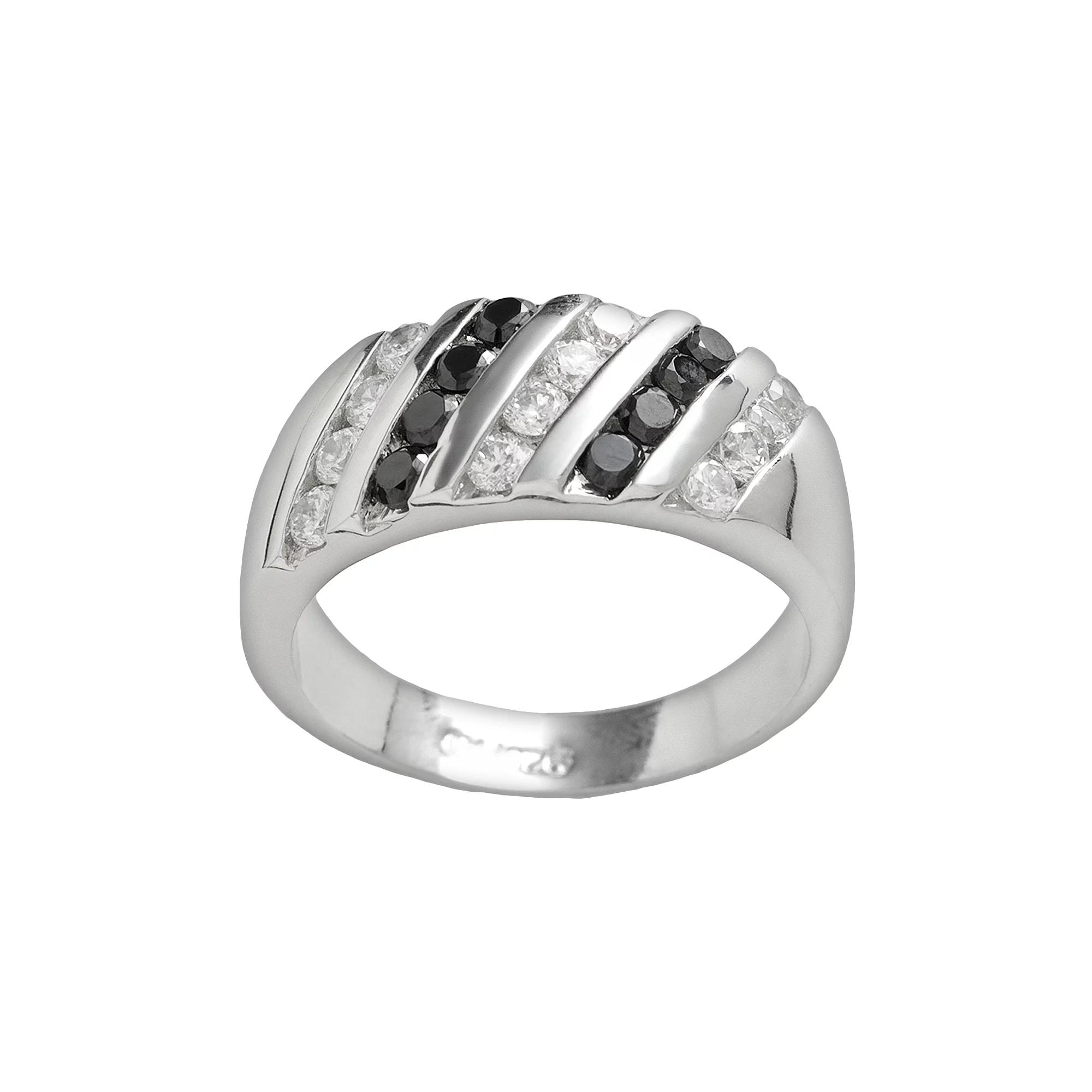 Traditions Jewelry Company Black & White Cubic Zirconia Ring, Womens Silver Product Image