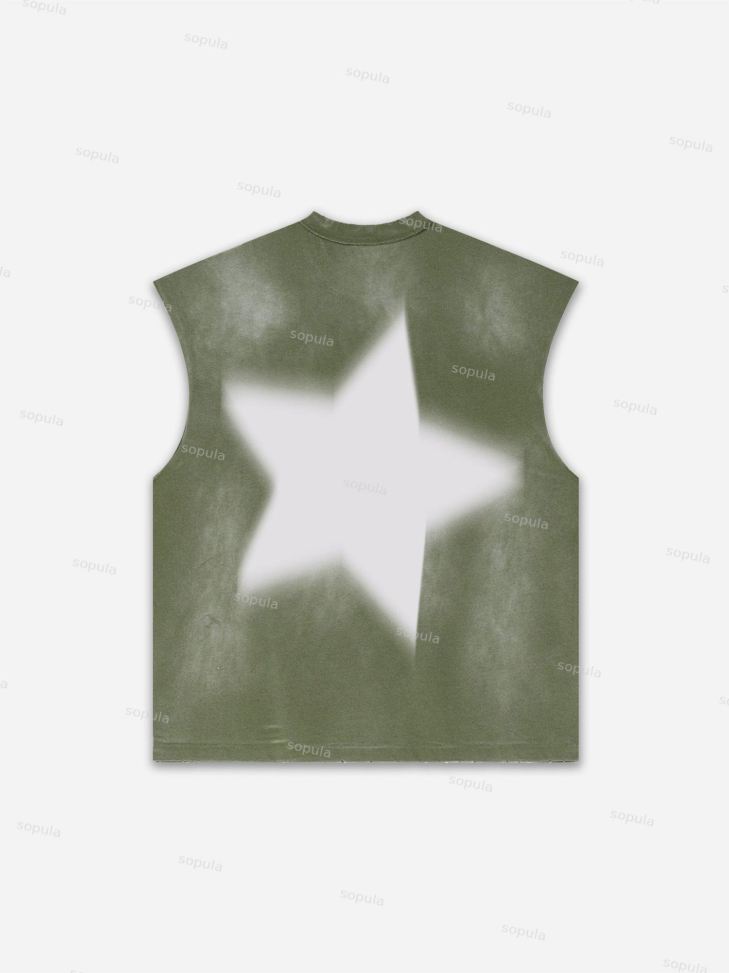 Men's Washed Casual Virtual Shadow Graphic Tank Top Product Image