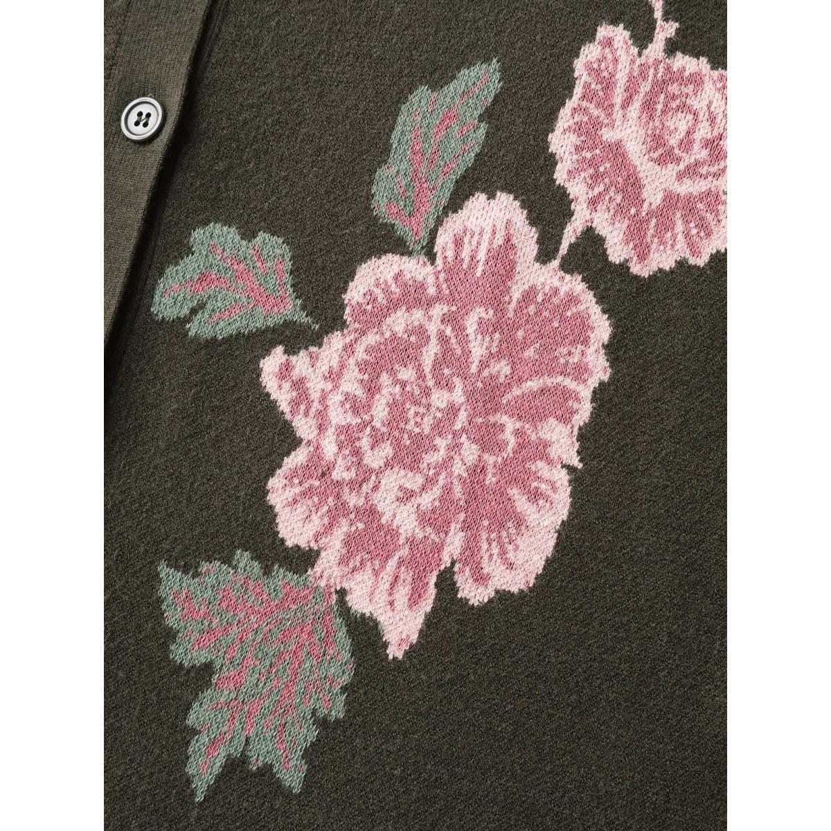 Plus Size Supersoft Floral Print Button-Down Knit Cardigan ArmyGreen Women Leisure Loose Long Sleeve Casual Cardigans BloomChic 10/M Product Image