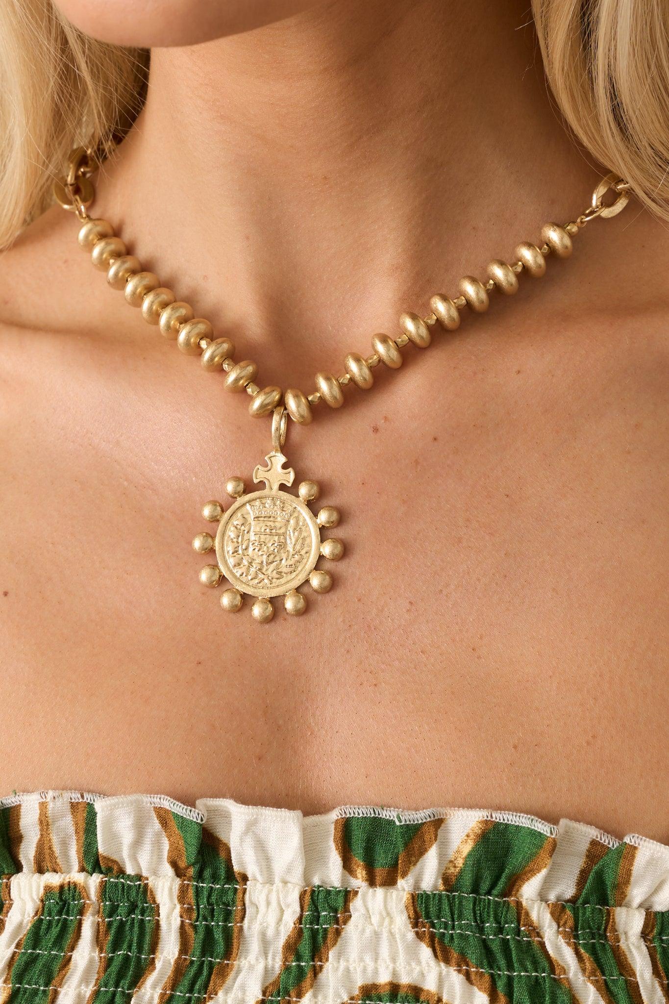 Under The Open Sky Worn Gold Beaded Pendant Necklace Product Image