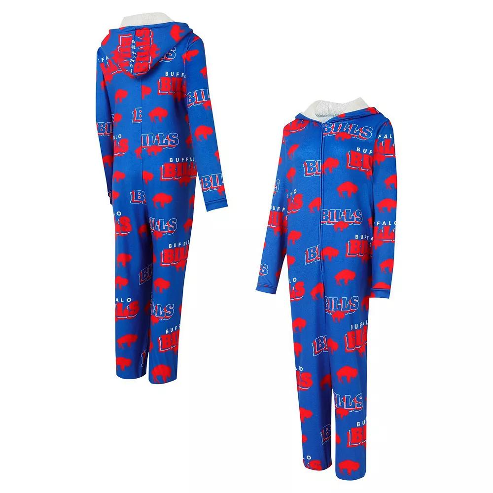 Women's Concepts Sport Royal Buffalo Bills Throwback Roadway Allover Print Microfleece Full-Zip Union Suit,  Product Image