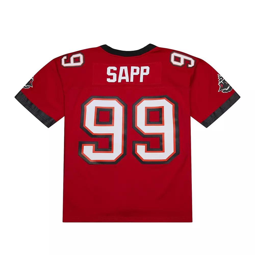 Men's Mitchell & Ness Warren Sapp Red Tampa Bay Buccaneers 2002 Legacy Replica Jersey,  Product Image