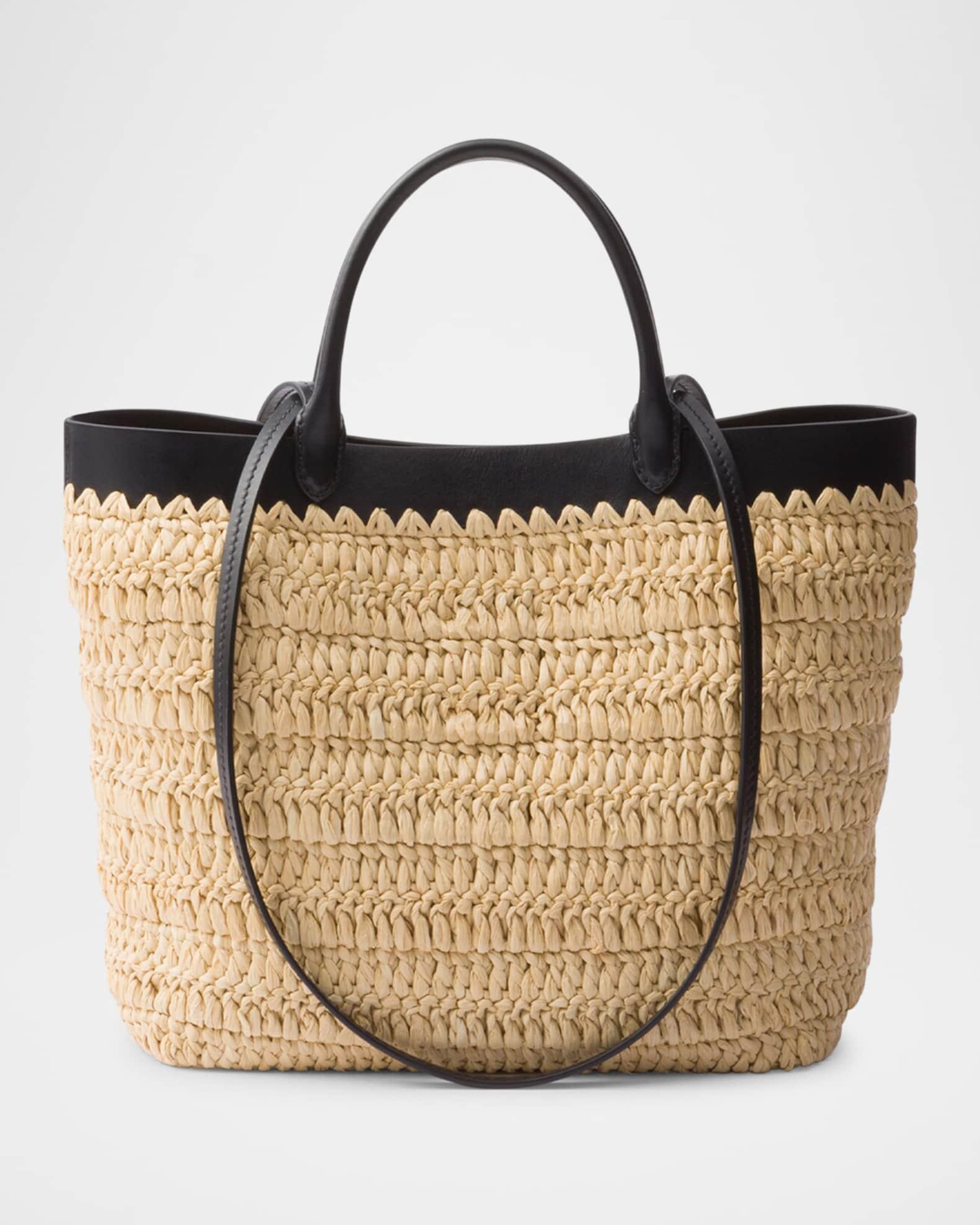 Small Crochet and Leather Tote Bag Product Image
