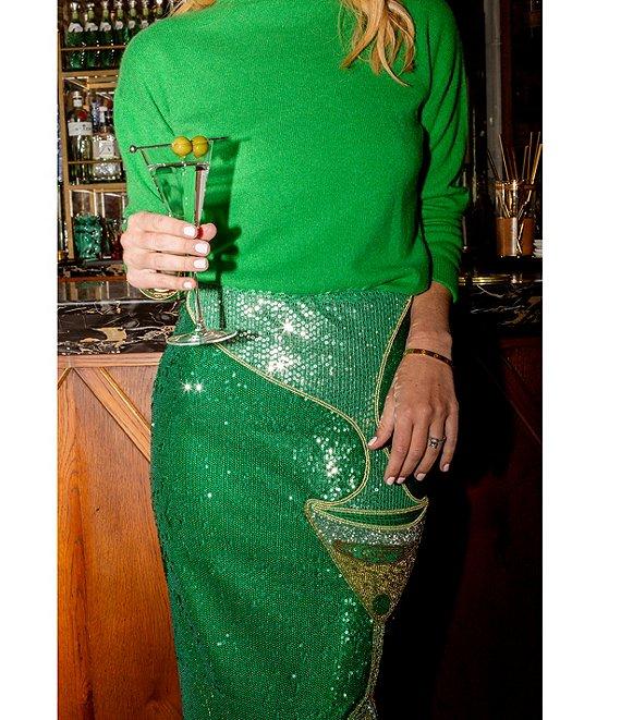 Antonio Melani x The Nat Note Naomi Embellished Martini Sequin Pencil Midi Skirt Product Image