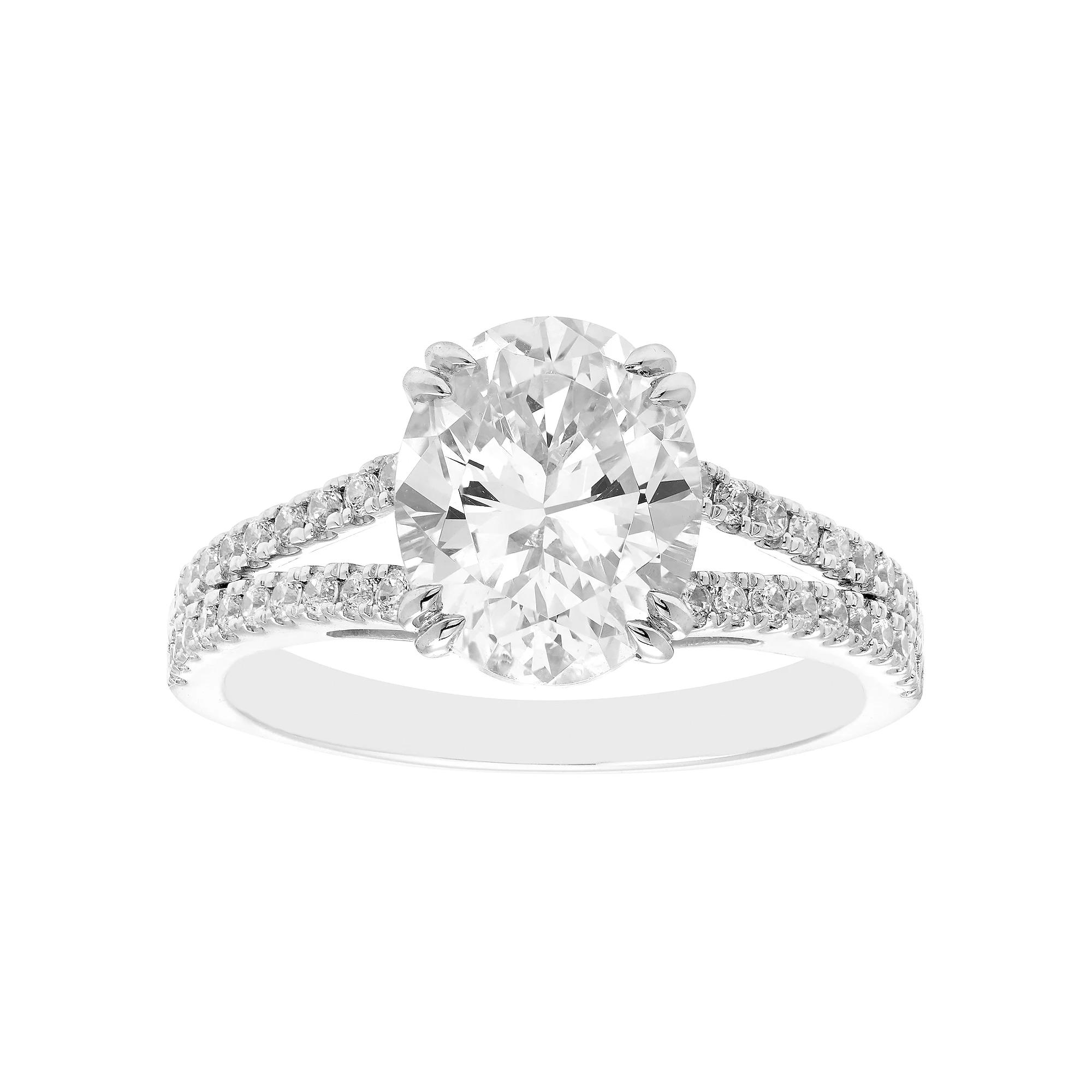 Evergreen Diamonds 14k White Gold 2 1/3 Carat T.W. IGL Certified Oval Lab-Grown Diamond Engagement Ring, Women's, Size: 7, 14k Whgold Product Image