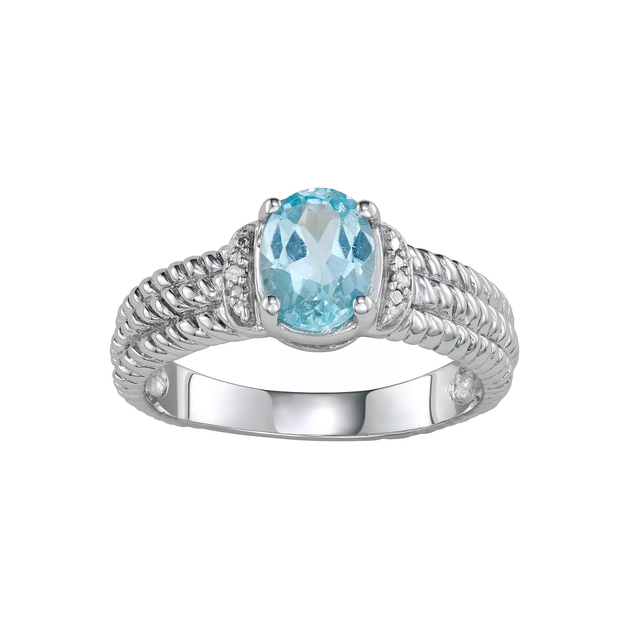 Jewelexcess Sterling Silver Sky Blue Topaz & Diamond Accent Ring, Women's, Size: 6 Product Image