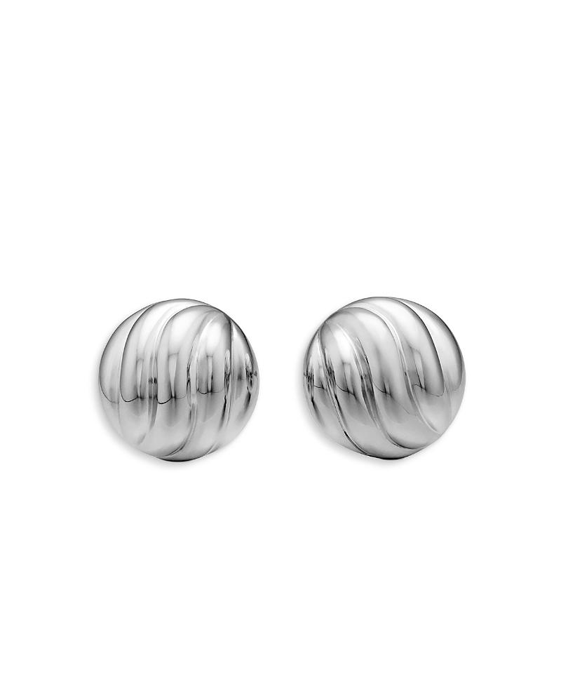 Womens Sculpted Cable Stud Earrings in Sterling Silver, 8mm Size 0 Product Image