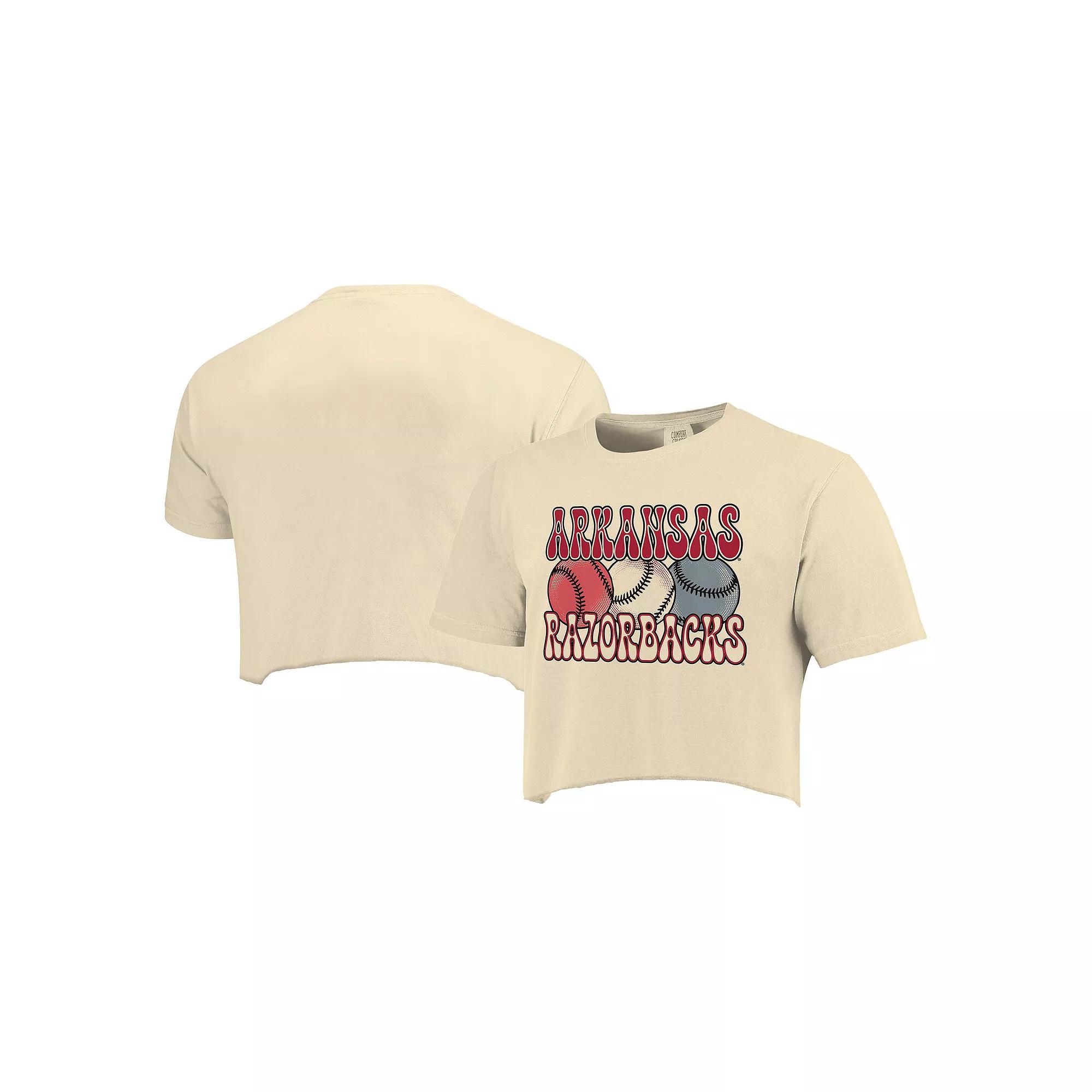 Women's Natural Arkansas Razorbacks Comfort Colors Baseball Cropped T-Shirt,  Product Image