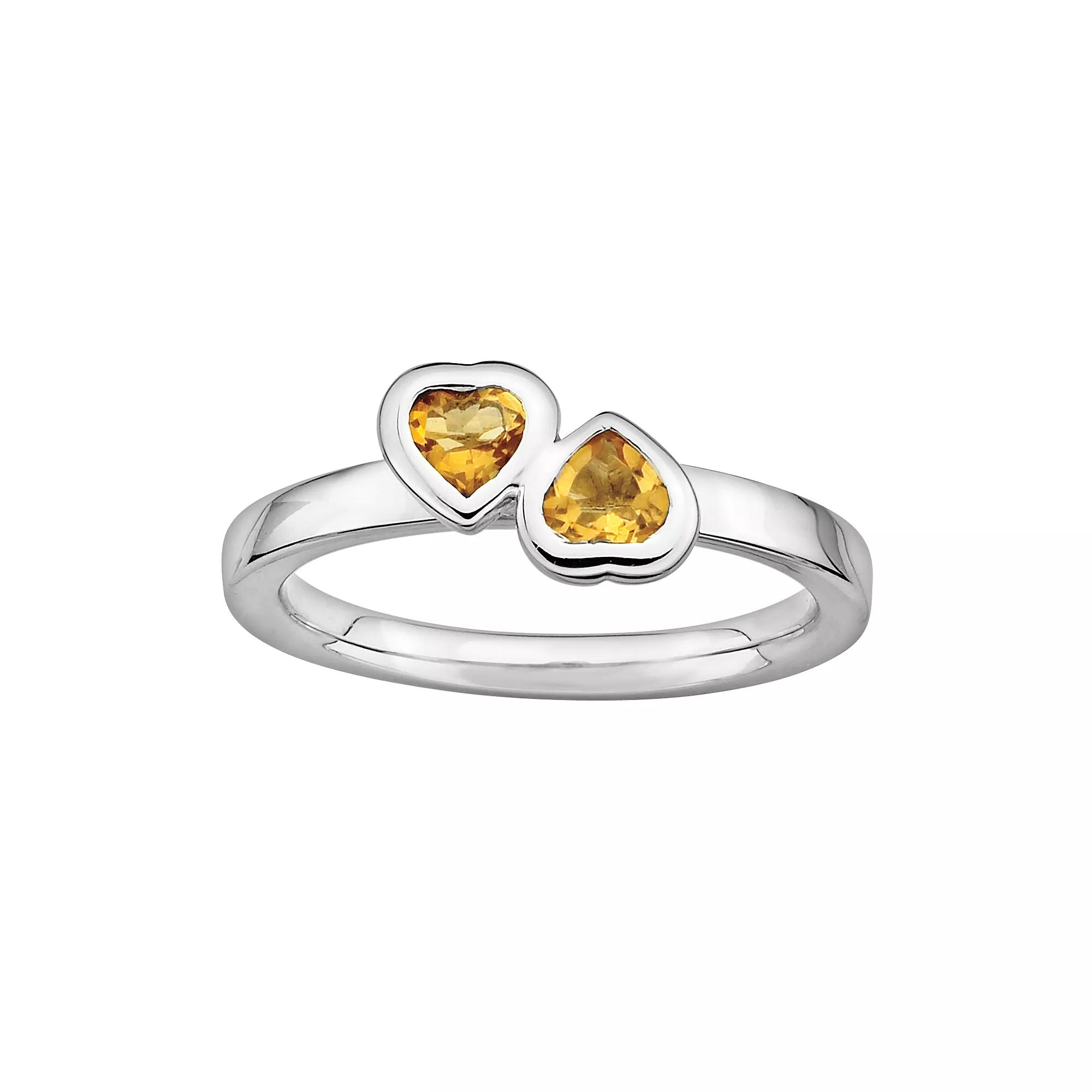 Stacks & Stones Sterling Silver Citrine Heart Stack Ring, Women's, Size: 5 Product Image