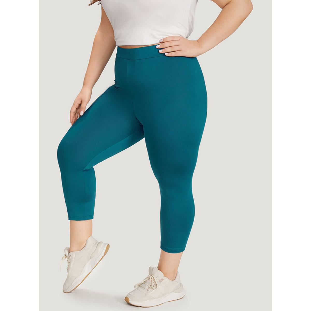 Plus Size Plain Skinny High Rise Cropped Leggings Women Aegean Casual High stretch Skinny High Rise Dailywear Leggings BloomChic 14-16/1X Product Image