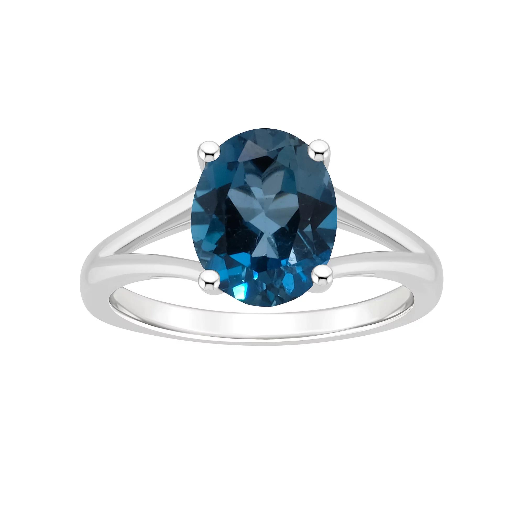 Alyson Layne Sterling Silver 10 mm x 8 mm Oval Gemstone Split Shank Solitaire Ring, Women's,  Product Image